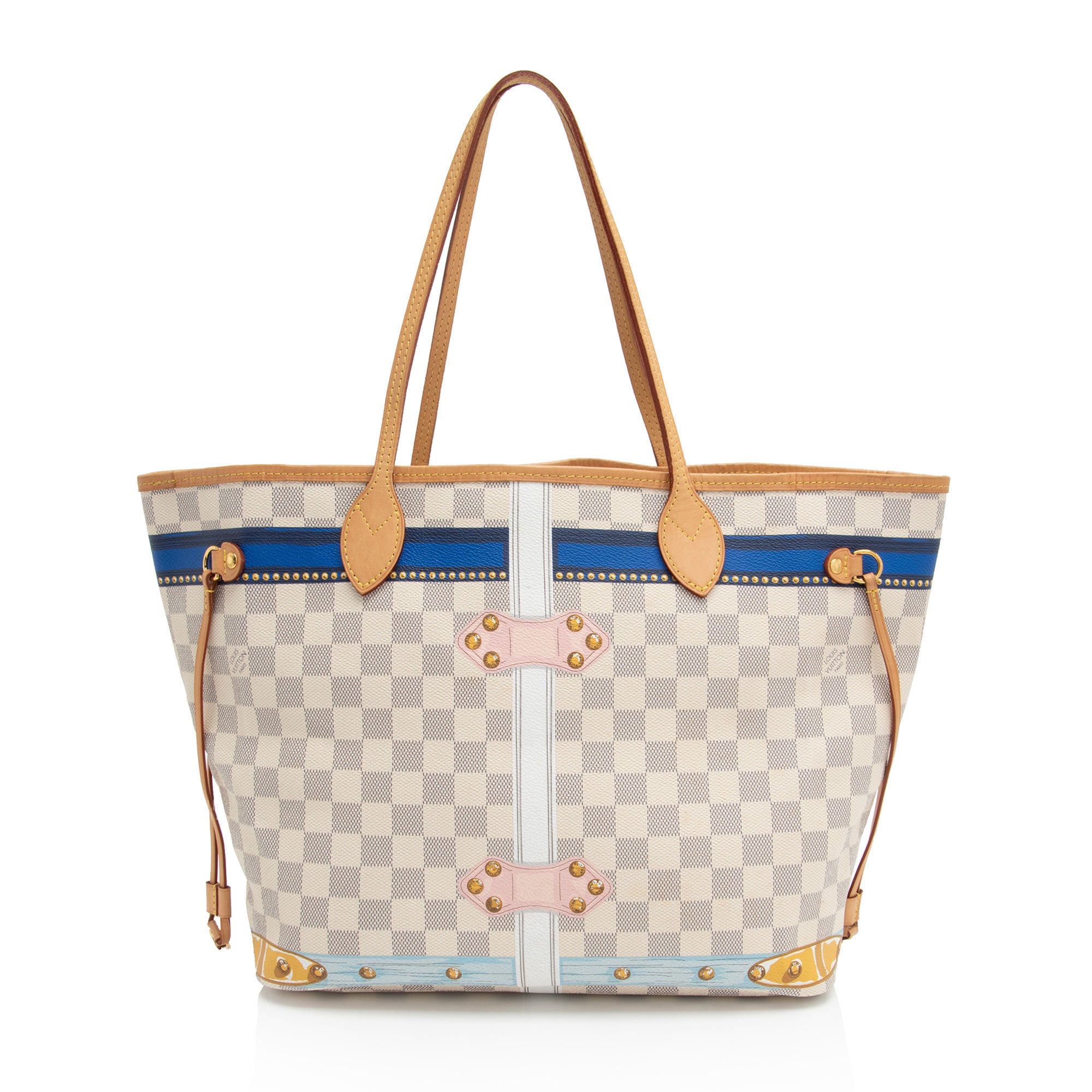 Louis Vuitton Limited Edition Damier Azur Summer Trunk Capri Neverfull MM Tote (SHF-hyU26o)