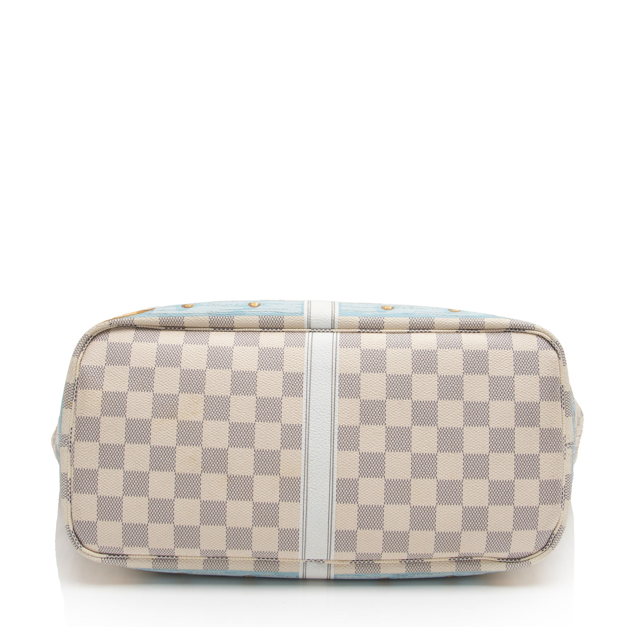 Louis Vuitton Limited Edition Damier Azur Summer Trunk Capri Neverfull MM Tote (SHF-hyU26o)