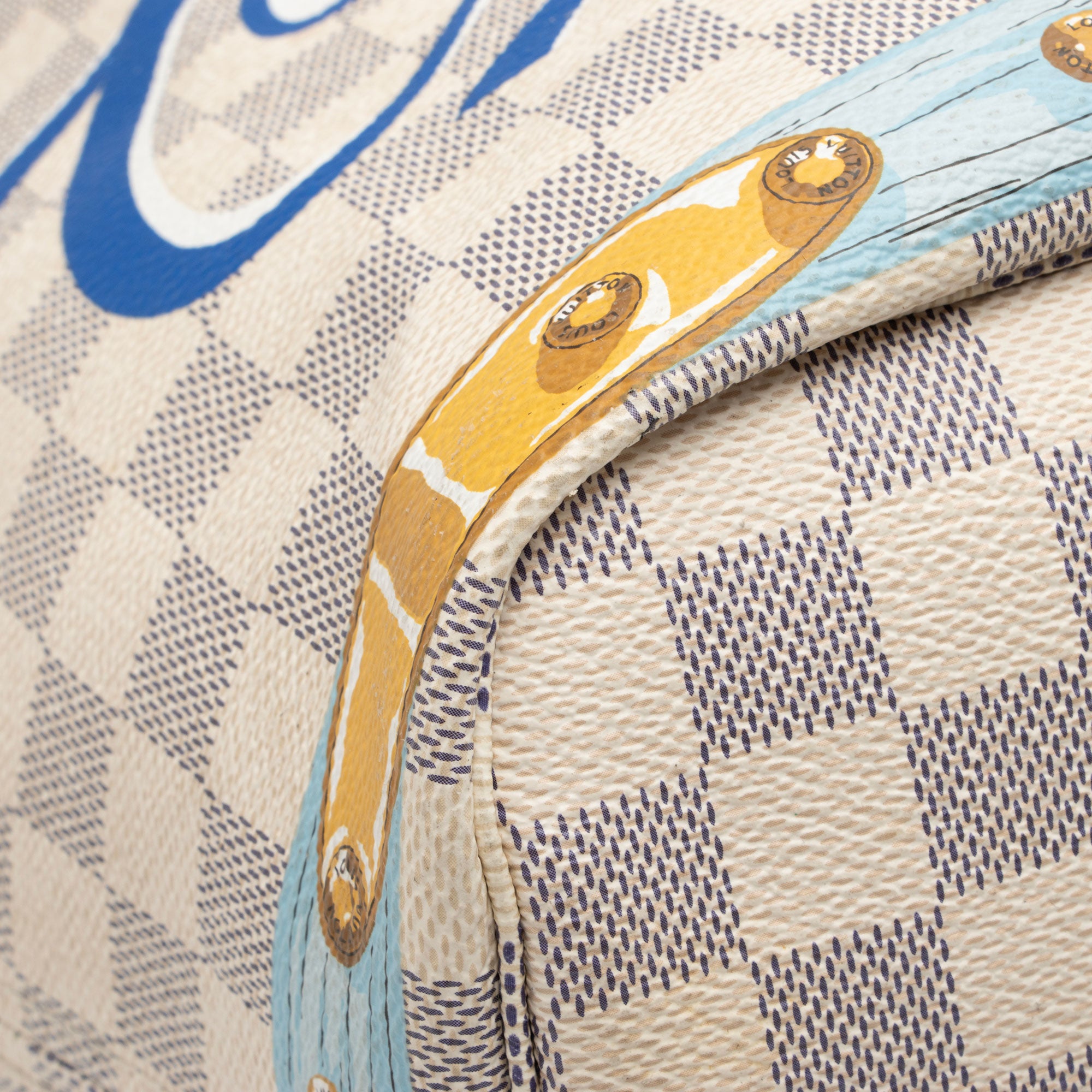 Louis Vuitton Limited Edition Damier Azur Summer Trunk Capri Neverfull MM Tote (SHF-hyU26o)