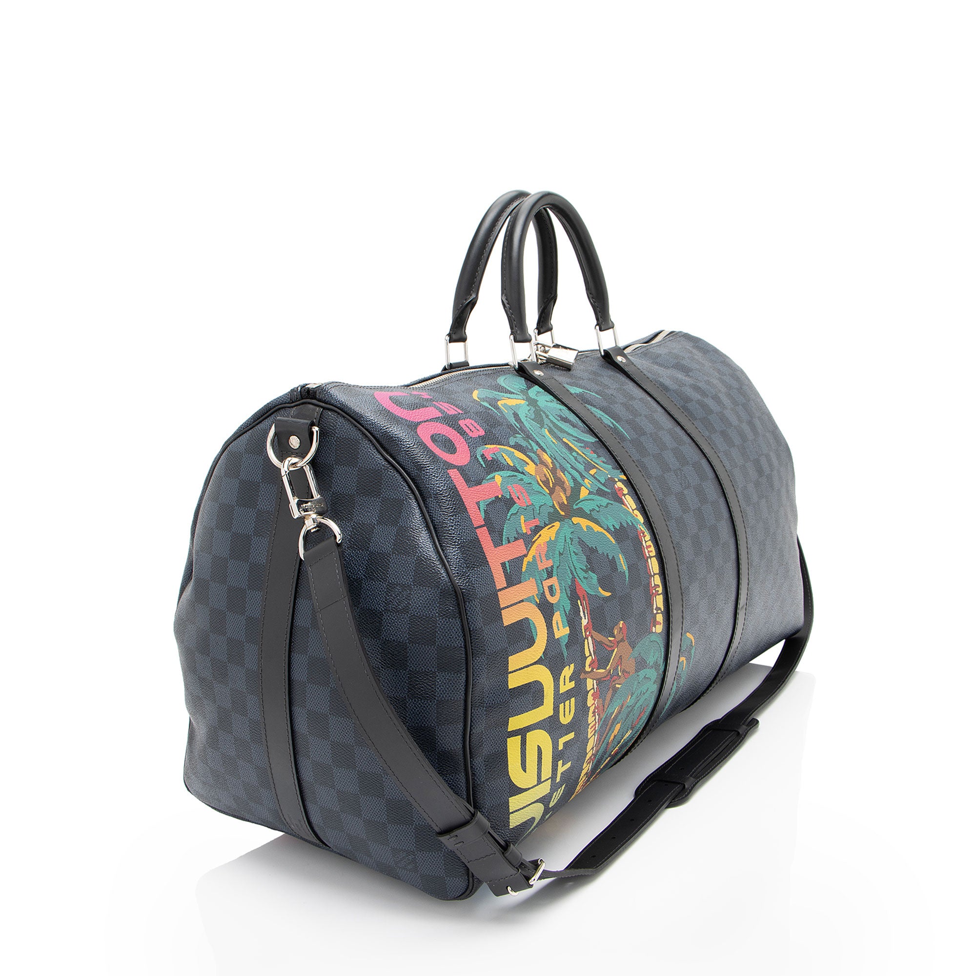 Louis Vuitton Limited Edition Damier Cobalt Jungle Keepall Bandouliere 55 Duffle
