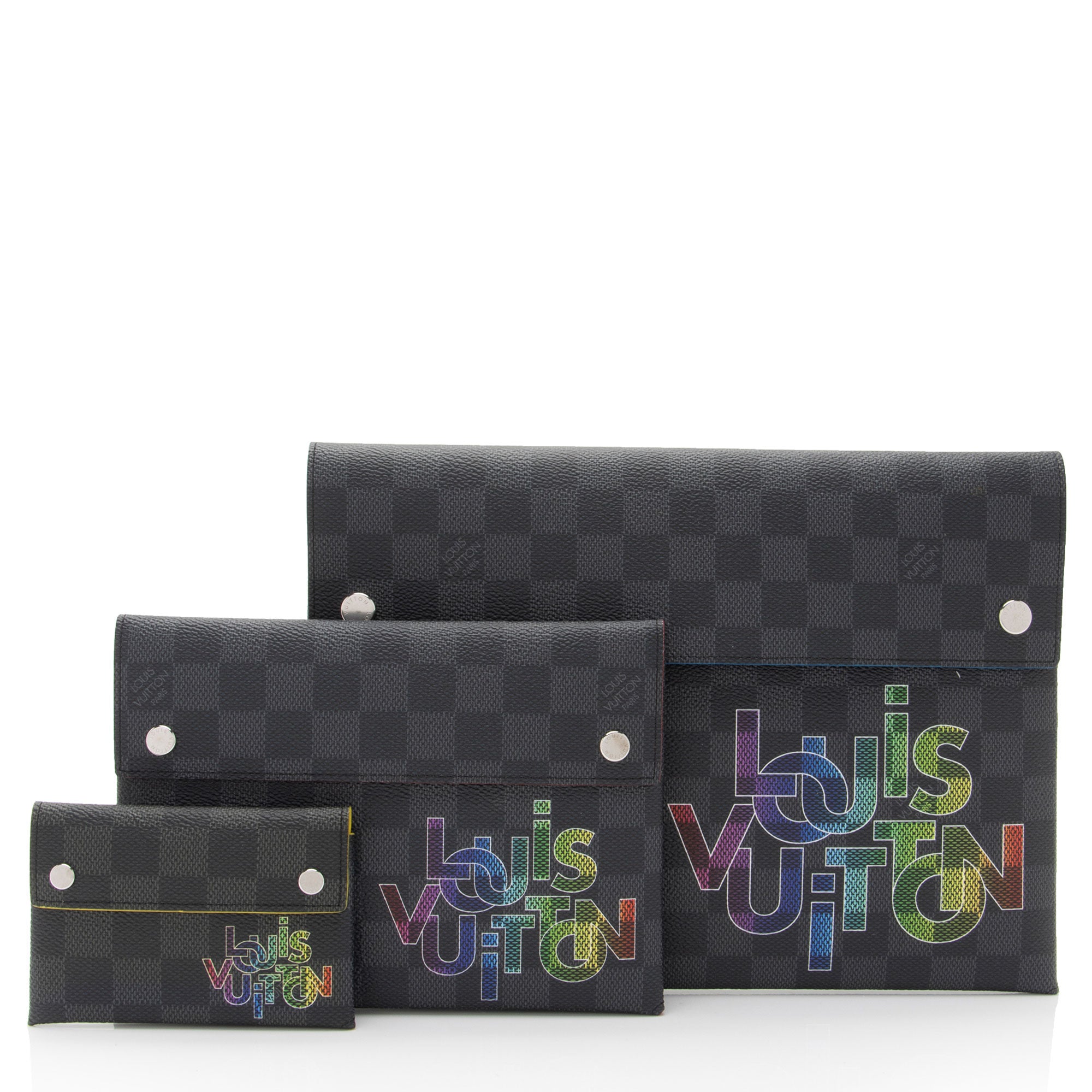 Louis Vuitton Limited Edition Damier Graphite Alpha Triple Pouch Set (SHF-PrO3mw)