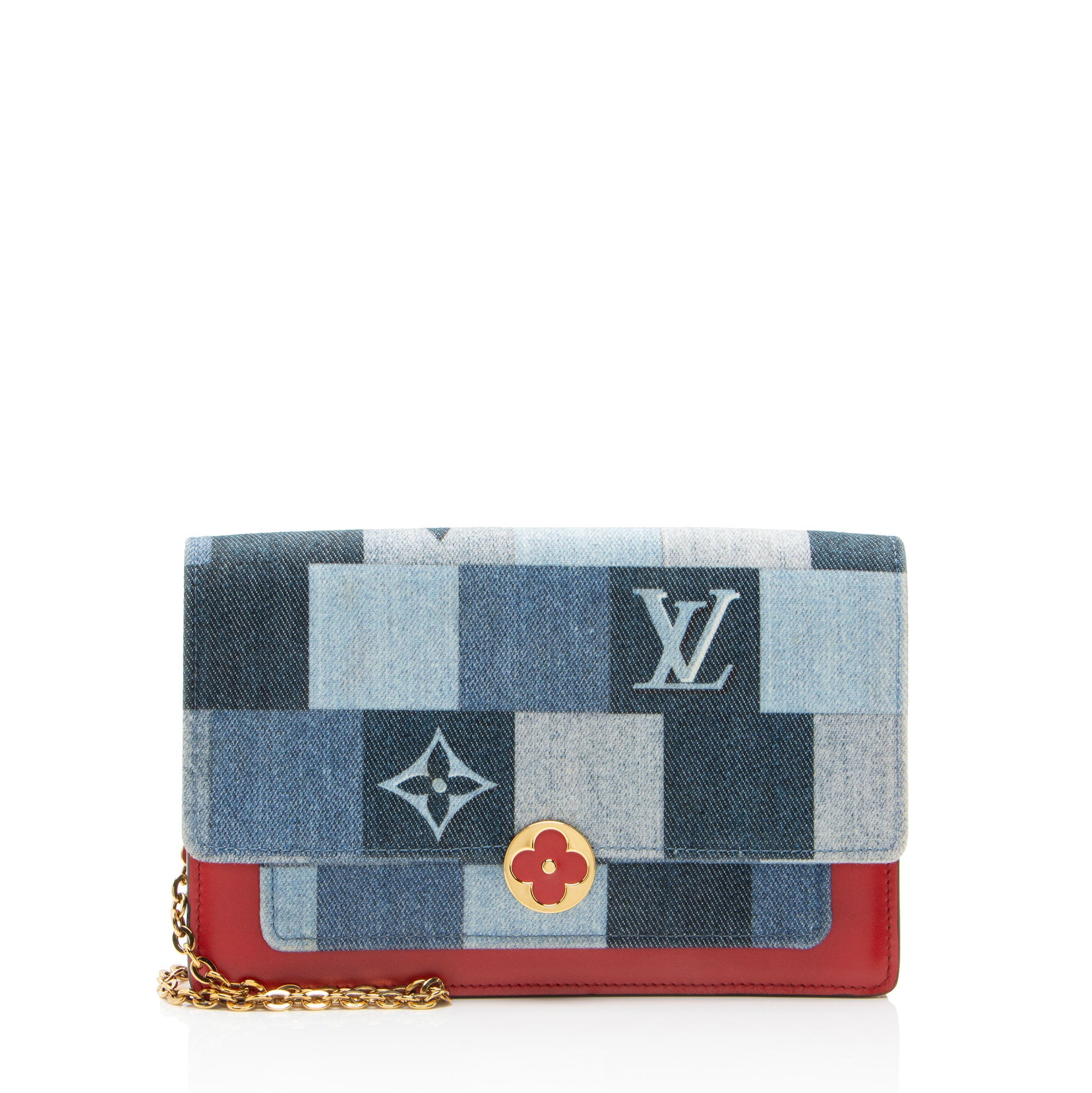 Louis Vuitton Limited Edition Denim Patchwork Flore Chain Wallet