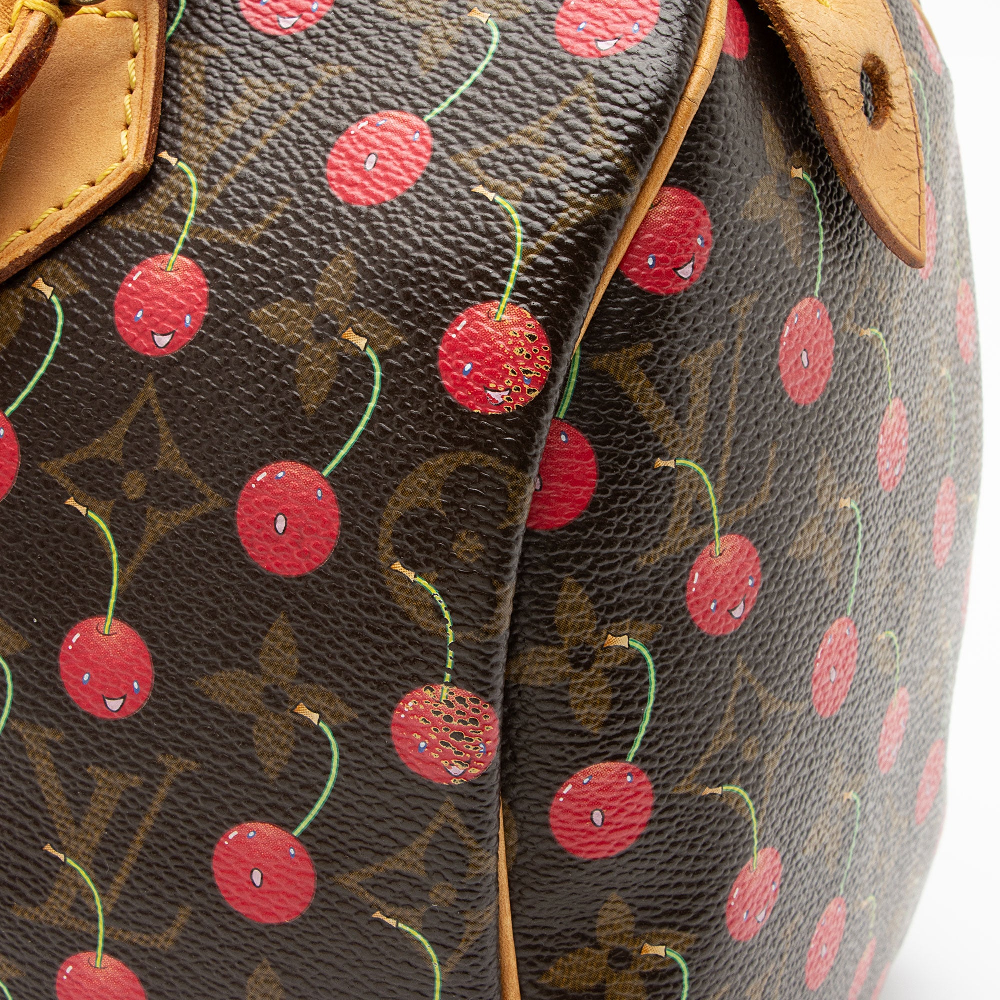 Louis Vuitton Limited Edition Monogram Canvas Cerises Speedy 25 Satchel (SHF-CSMshZ)