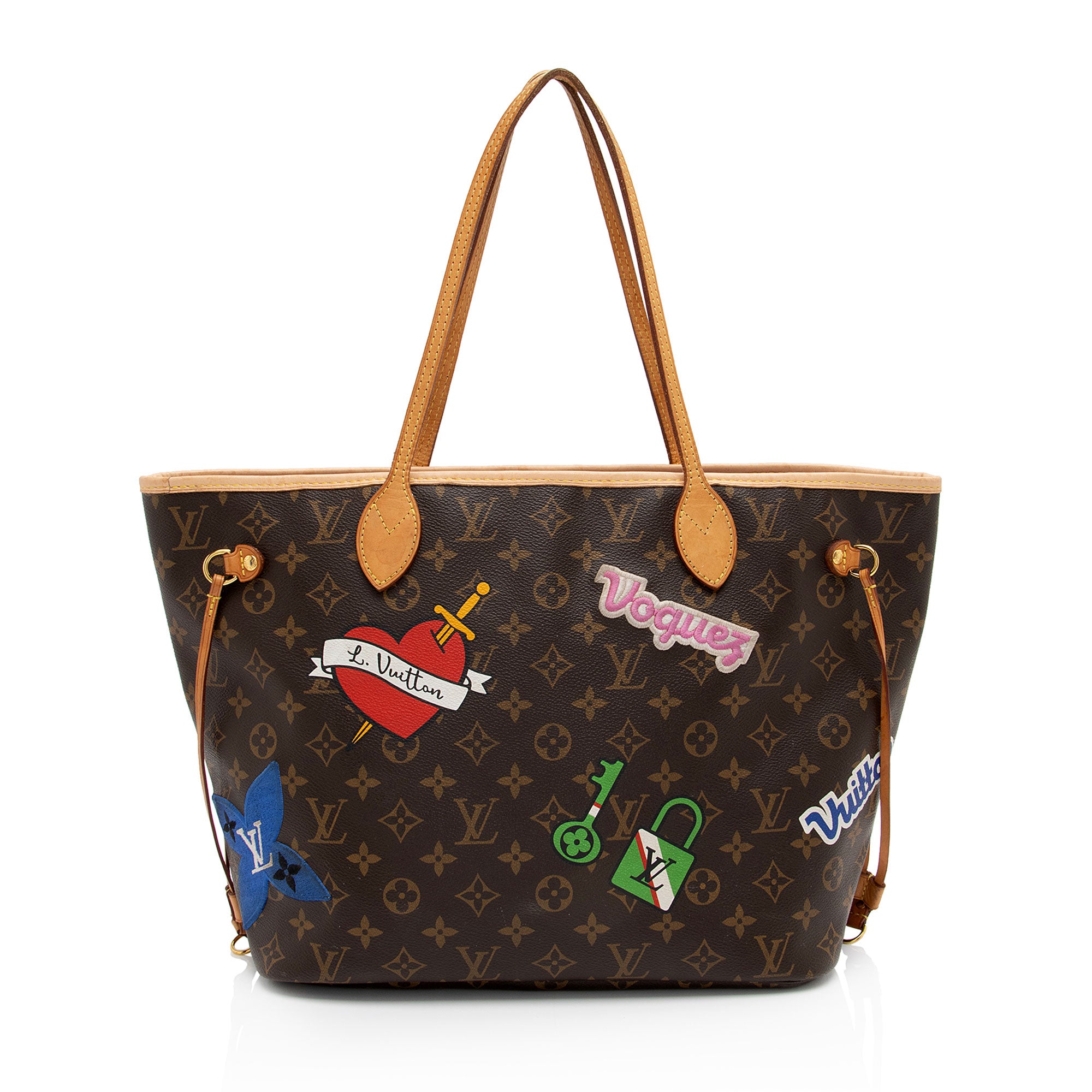 Louis Vuitton Limited Edition Monogram Canvas Patches Neverfull MM Tote