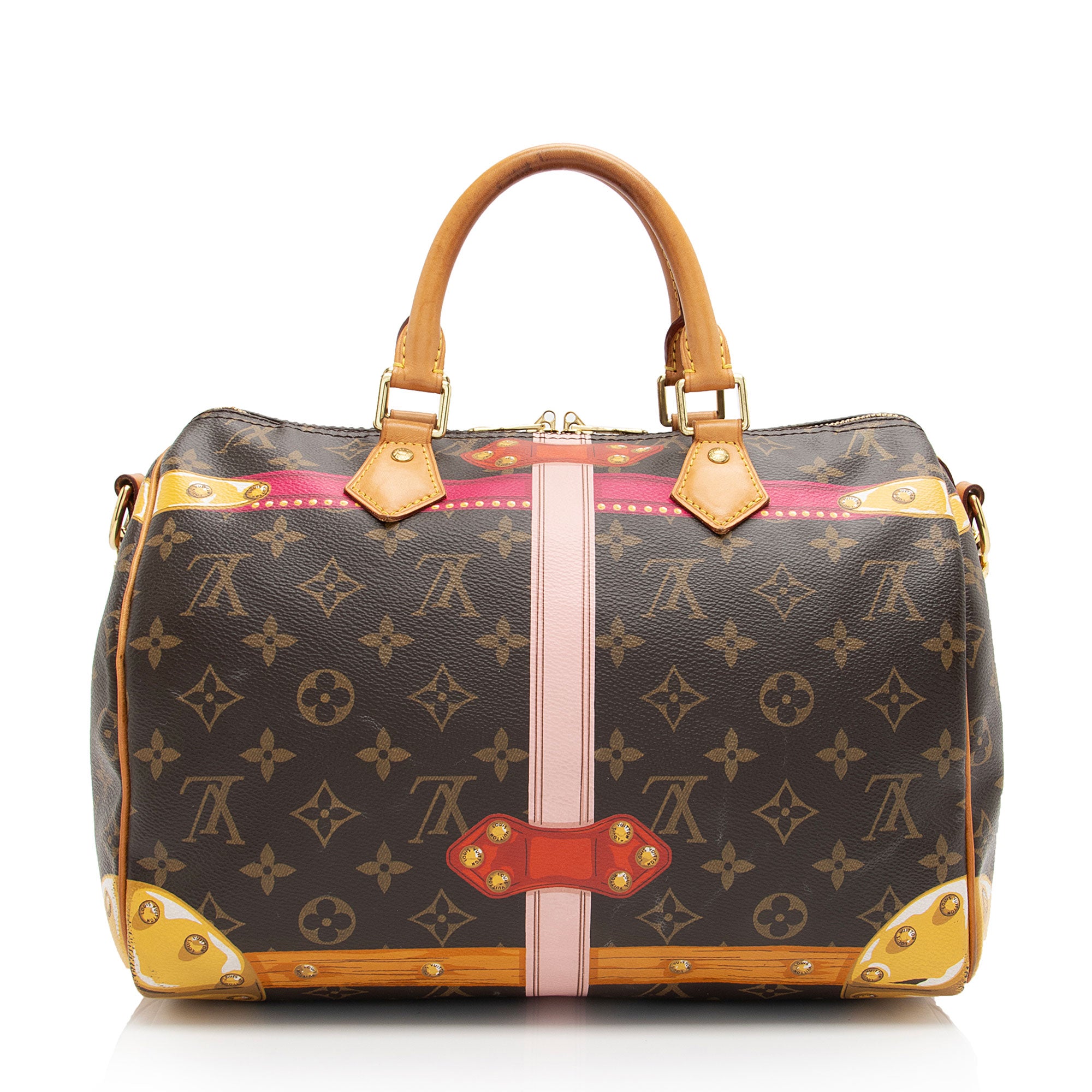 Louis Vuitton Limited Edition Monogram Canvas Summer Trunk Speedy Bandouliere 30 Satchel (SHF-IP1m00)