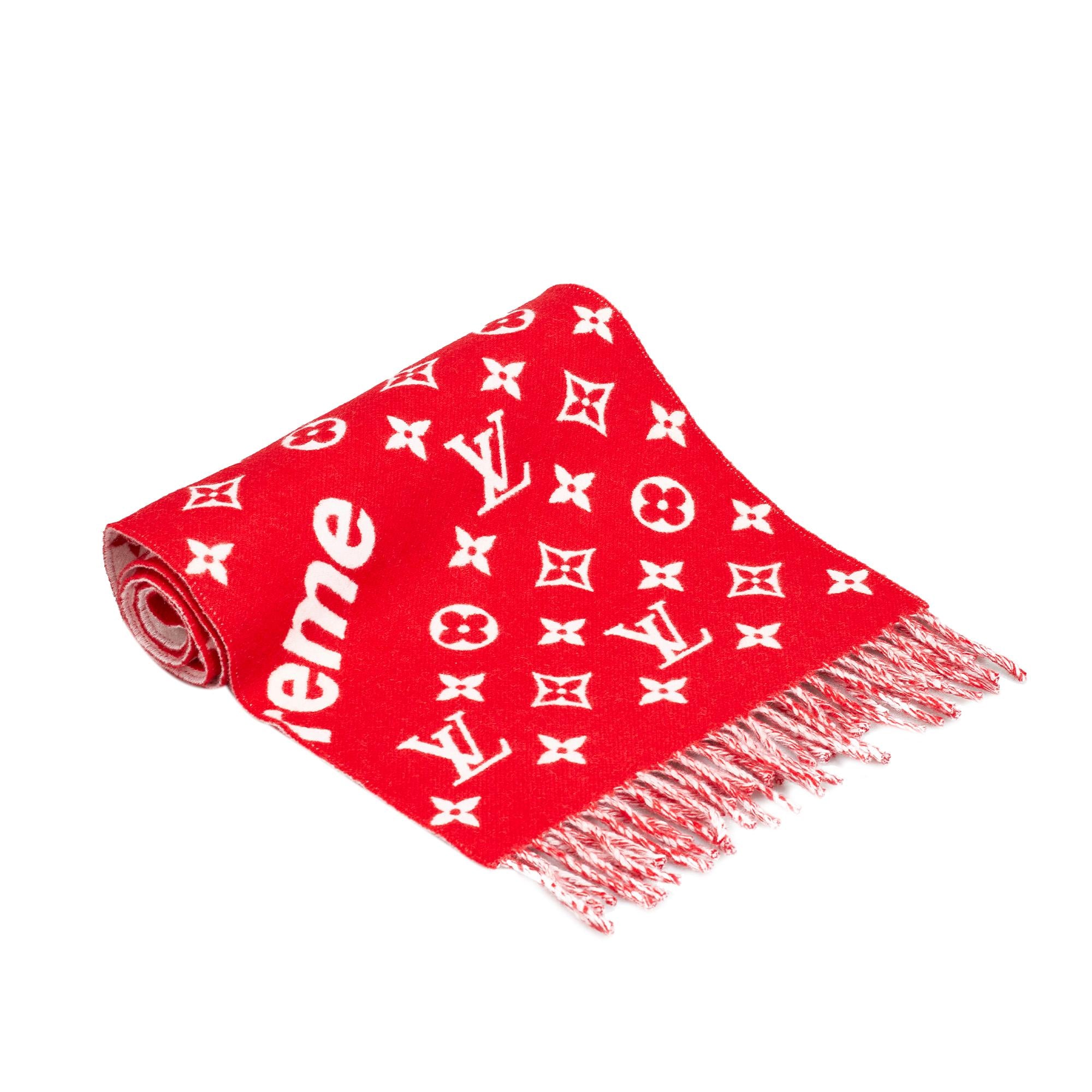 Louis Vuitton Louis Vuitton x Supreme Monogram Wool Scarf (SHG-35694)
