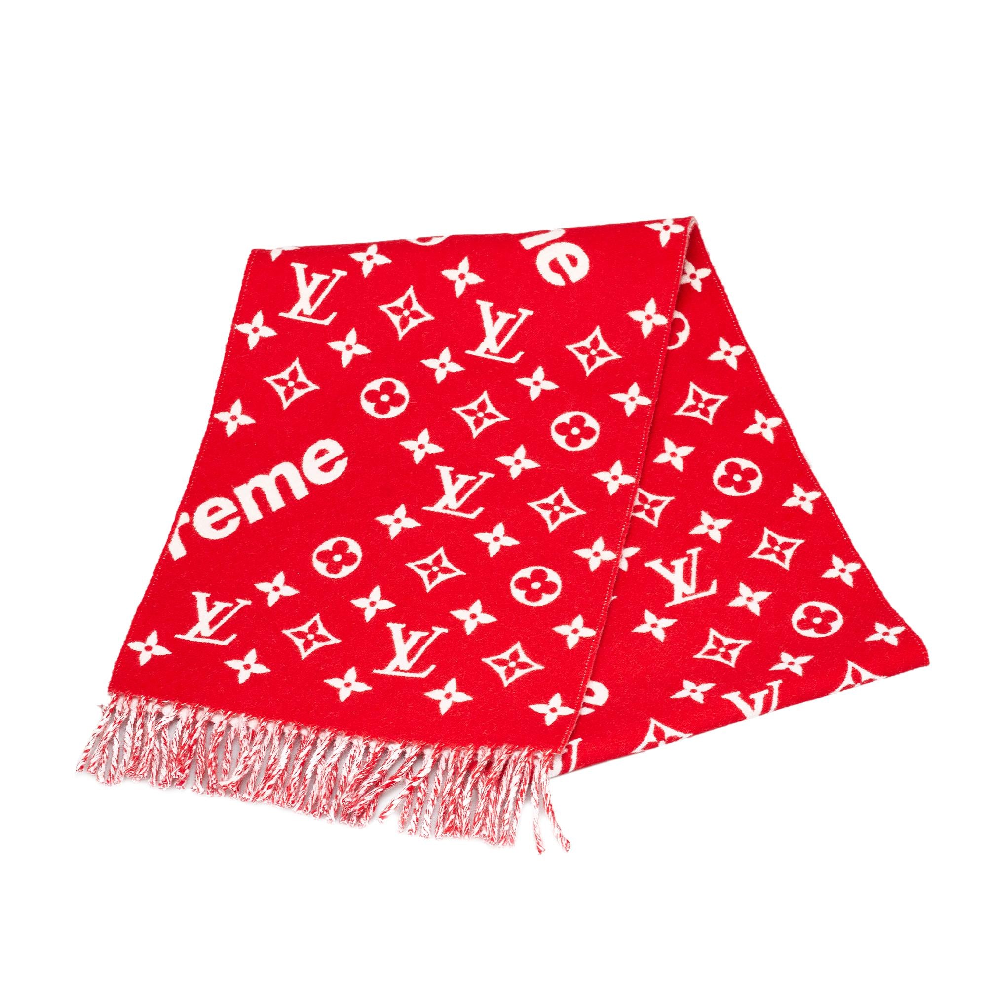 Louis Vuitton Louis Vuitton x Supreme Monogram Wool Scarf (SHG-35694)