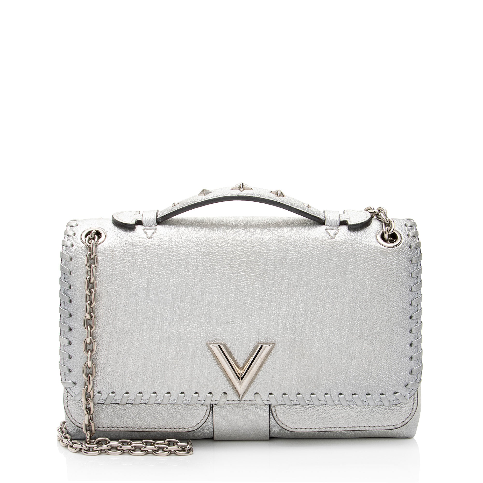 Louis Vuitton Metallic Leather Braided Very Chain Bag (SHF-s7snVl)