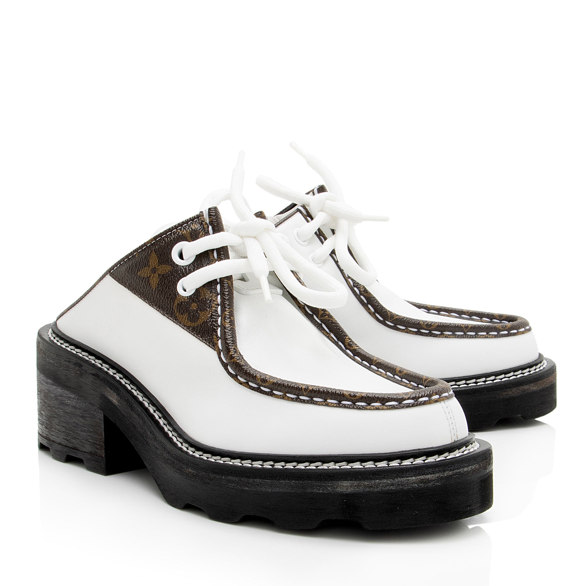 Louis Vuitton Monogram Canvas Beaubourg Open Back Derby Platform Loafers - Size 8.5 / 38.5