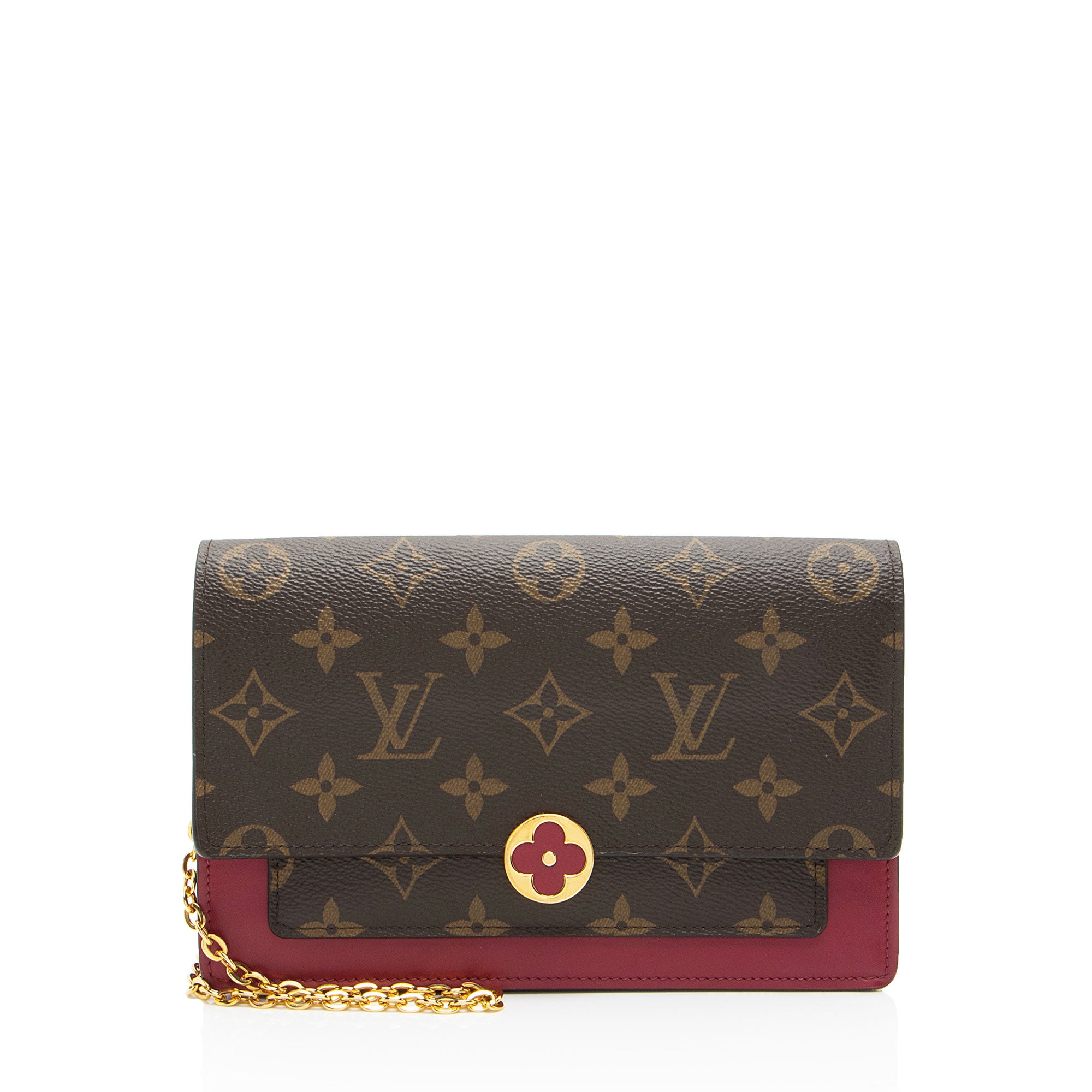 Louis Vuitton Monogram Canvas Flore Chain Wallet (SHF-Lu1wBf)