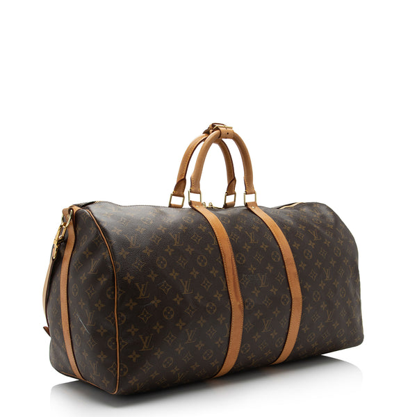 Louis Vuitton Monogram Canvas Keepall Bandouliere 55 Duffle Bag (SHF-qBIEjn)