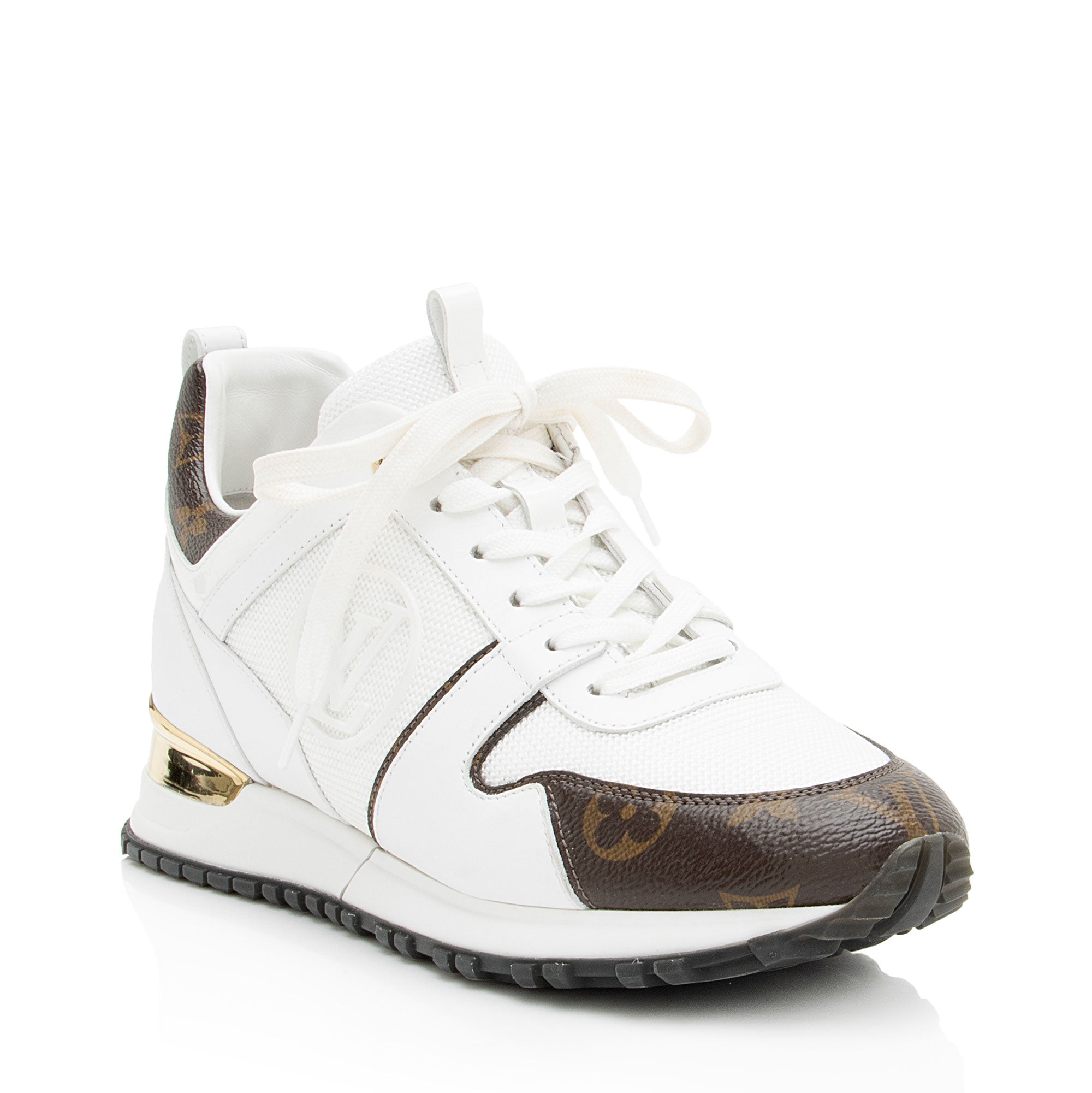 Louis Vuitton Monogram Canvas Leather Run Away Sneakers - Size 8 / 38