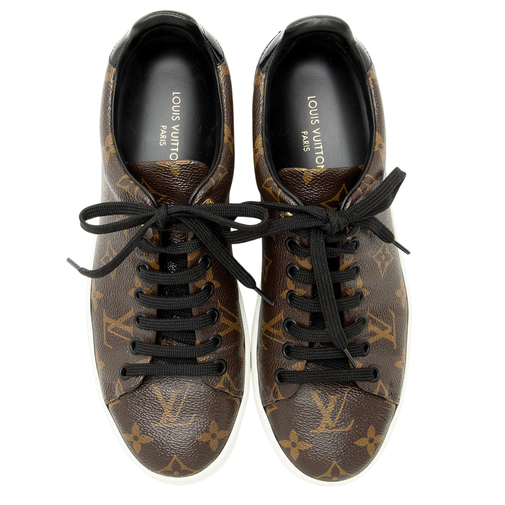 Louis Vuitton Monogram Canvas Patent Leather Front Row Sneakers - Size 7 / 37