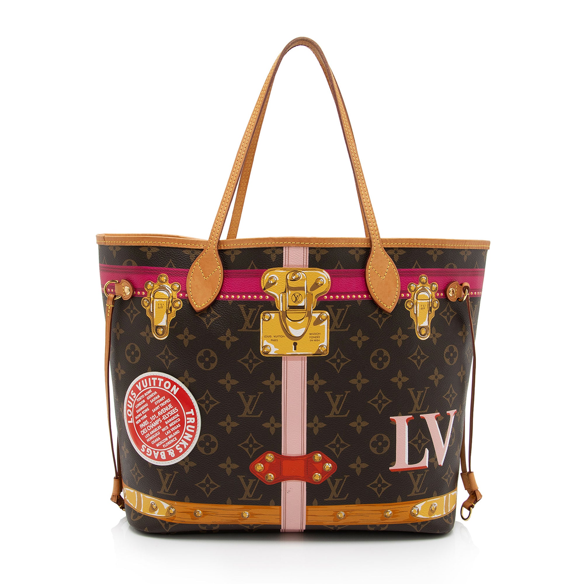 Louis Vuitton Monogram Canvas Summer Trunk Neverfull MM Tote (SHF-pNZbIg)