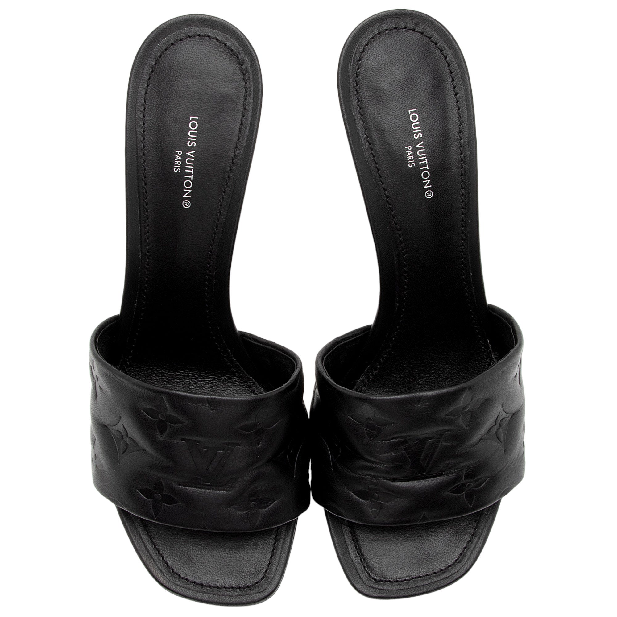 Louis Vuitton Monogram Embossed Lambskin Revival Mules - Size 10 / 40 (SHF-QCnRQZ)