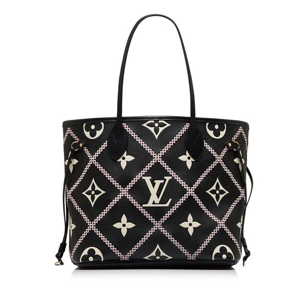 Louis Vuitton Neverfull Tote Bag MM Black Monogram Empreinte