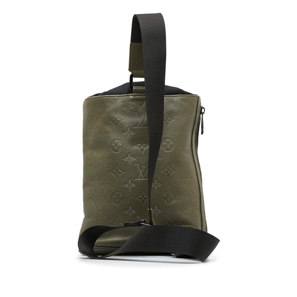 LOUIS VUITTON Monogram shadow Trio Messenger leather With porch Shoulder Bag Cross body M24754 White navy