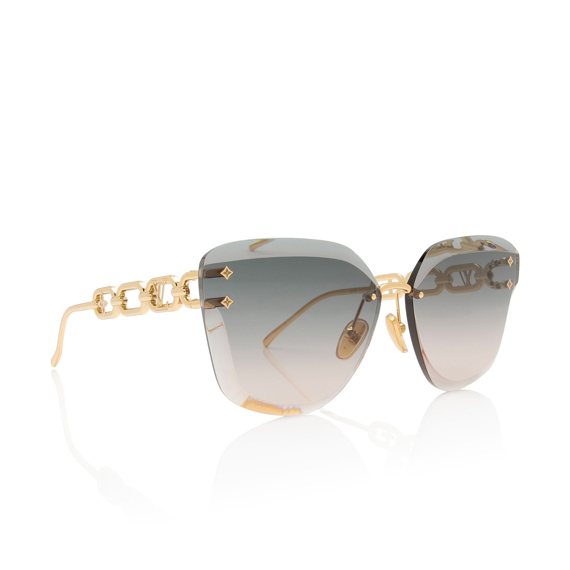 Louis Vuitton Rimless LV Jewel Chain Cat Eye Sunglasses (SHF-ITwnkm)
