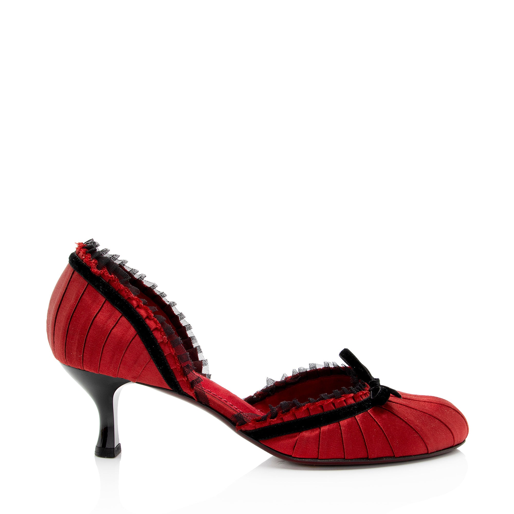 Louis Vuitton Satin Balmoral Bow Kitten Pumps - Size 8.5 / 38.5 (SHF-dG7dQJ)