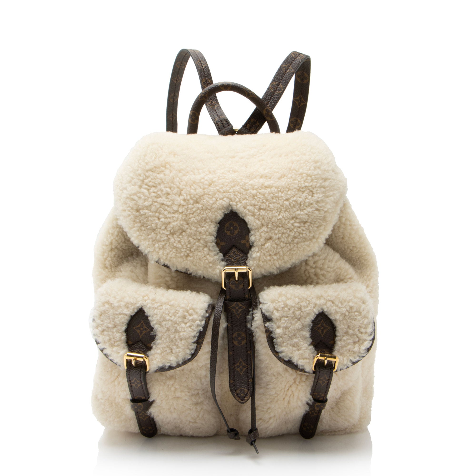 canvas louis vuitton backpack LOUIS VUITTON Backpack Cream Shearling