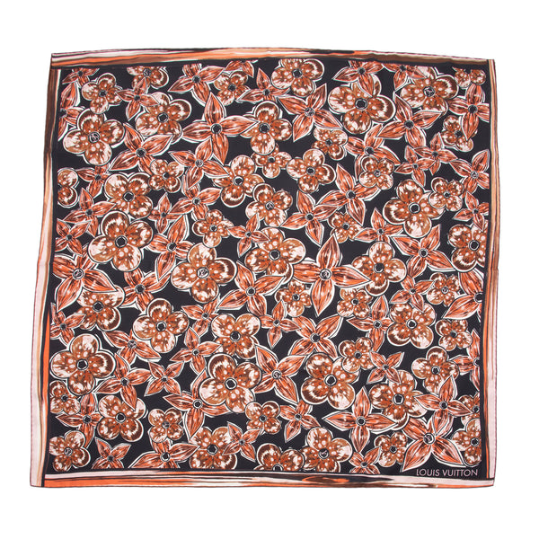 louis vuitton silk scarf brown