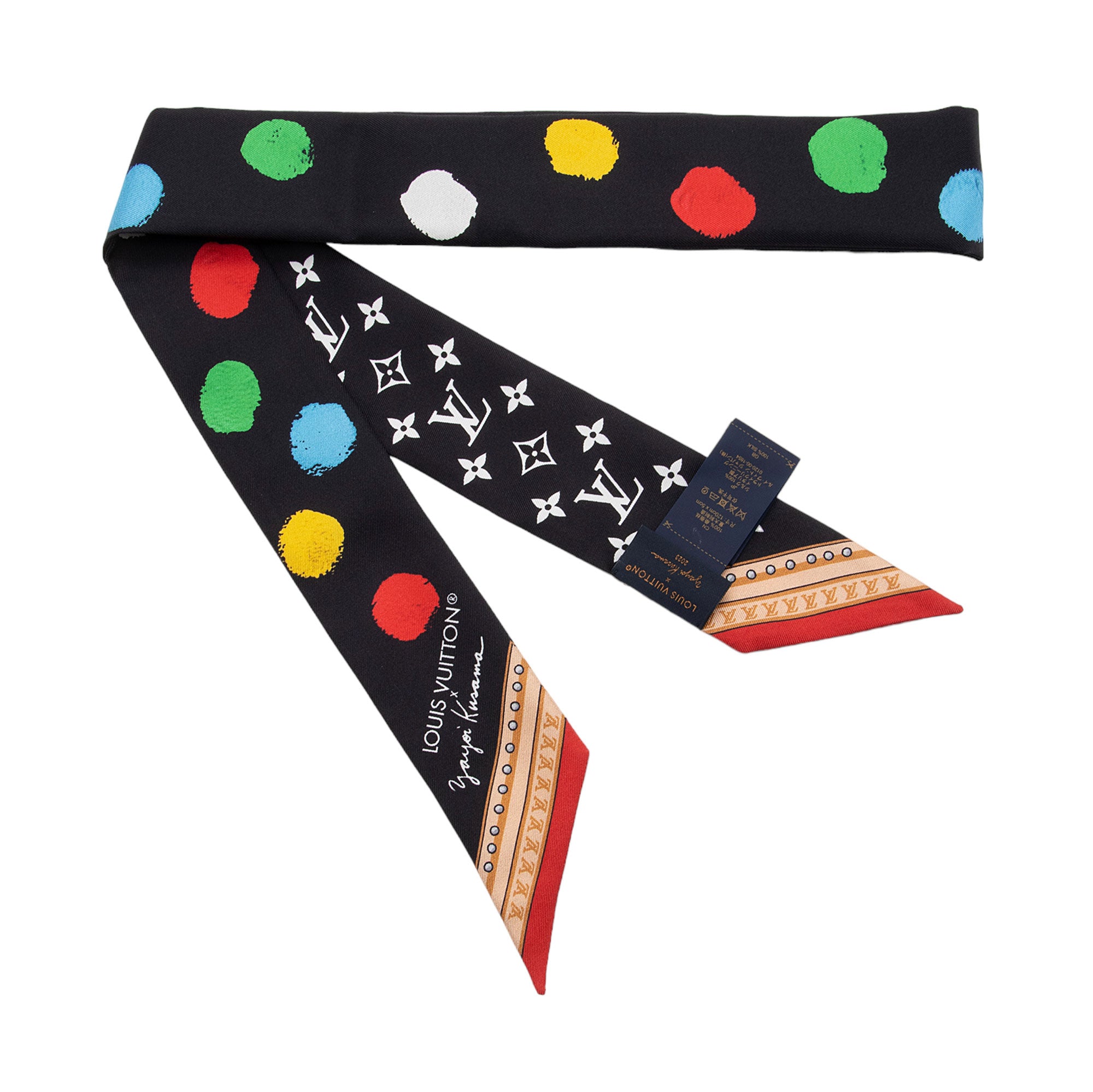 Louis Vuitton Silk Kusama Painted Dots Monogram BB Bandeau Scarf (SHF-