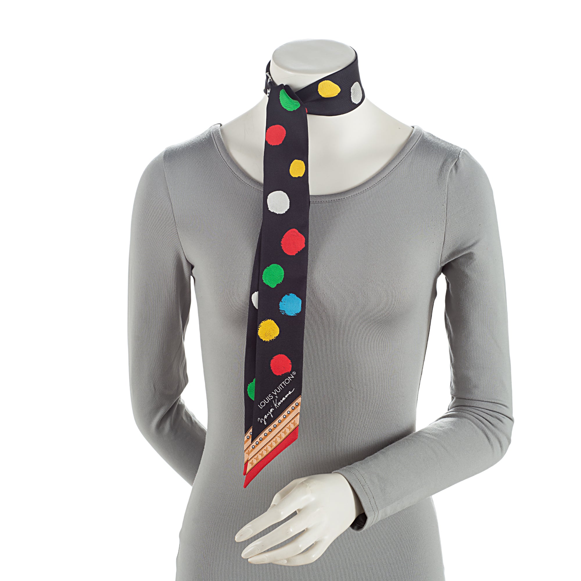 Louis Vuitton Silk Kusama Painted Dots Monogram BB Bandeau Scarf (SHF-IfNKJT)