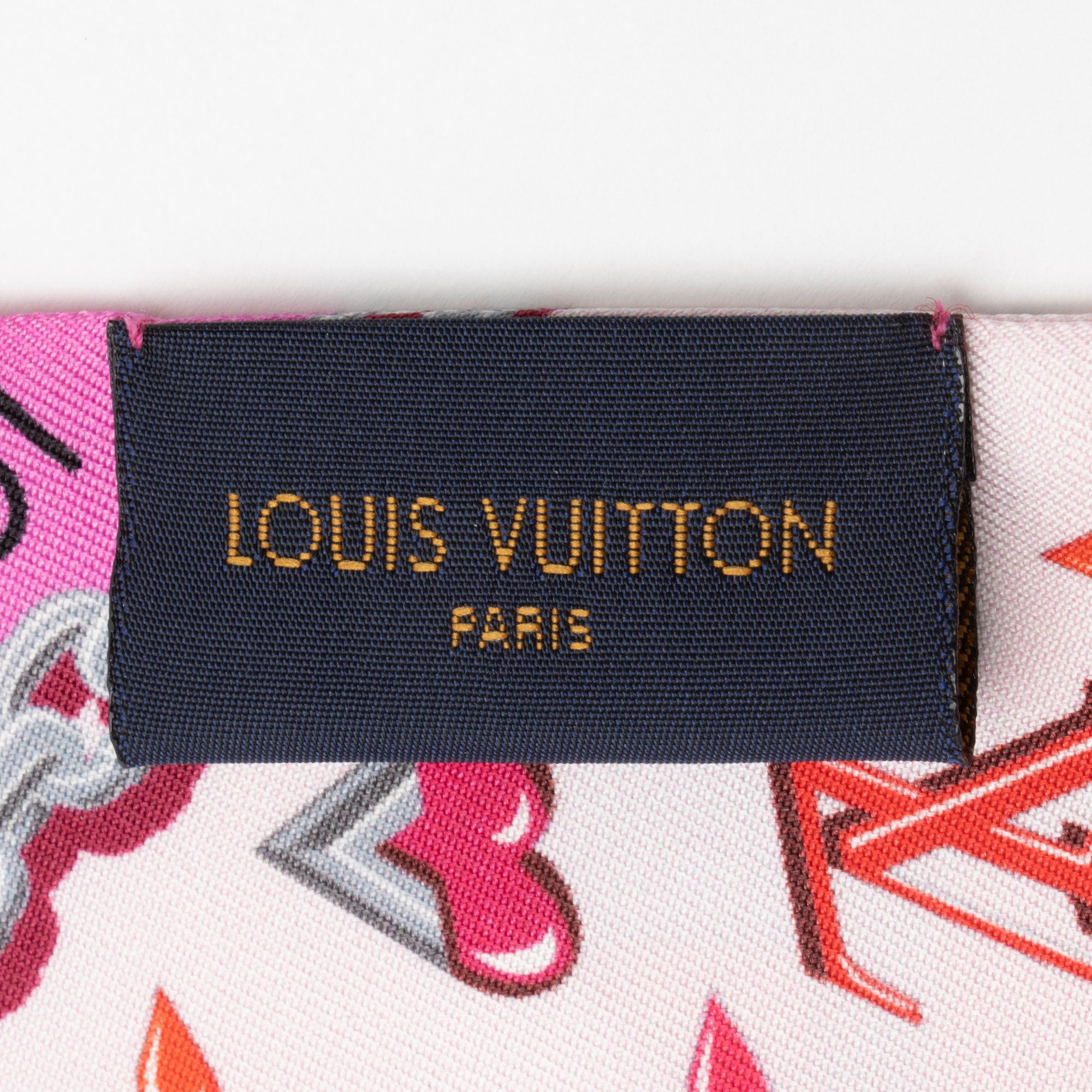 Louis Vuitton Silk Lucky Monogram Rose Pop BB Bandeau Scarf (SHF-LESBPh)