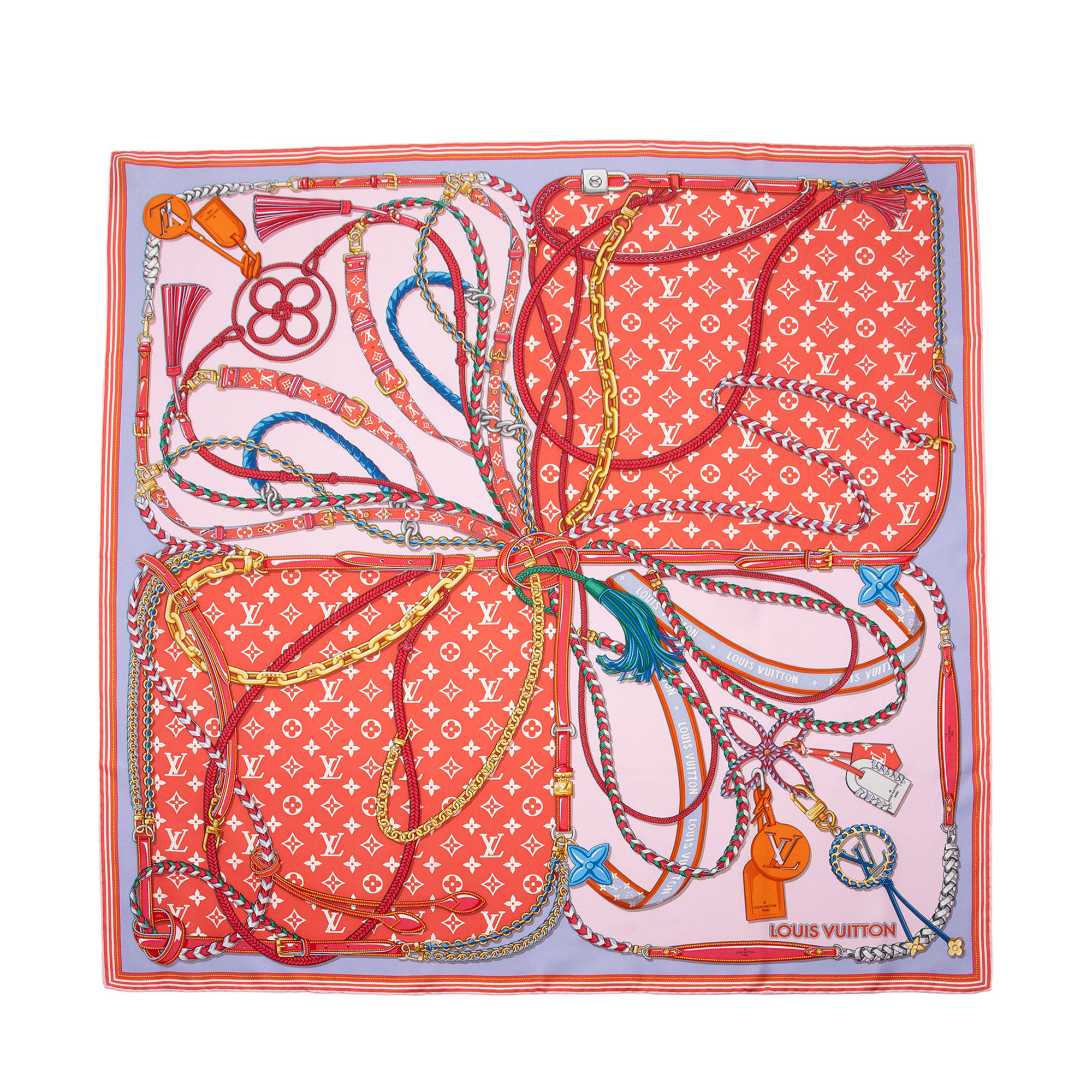 Louis Vuitton Silk Mix and Straps 90cm Scarf (SHF-ZPf0K7)