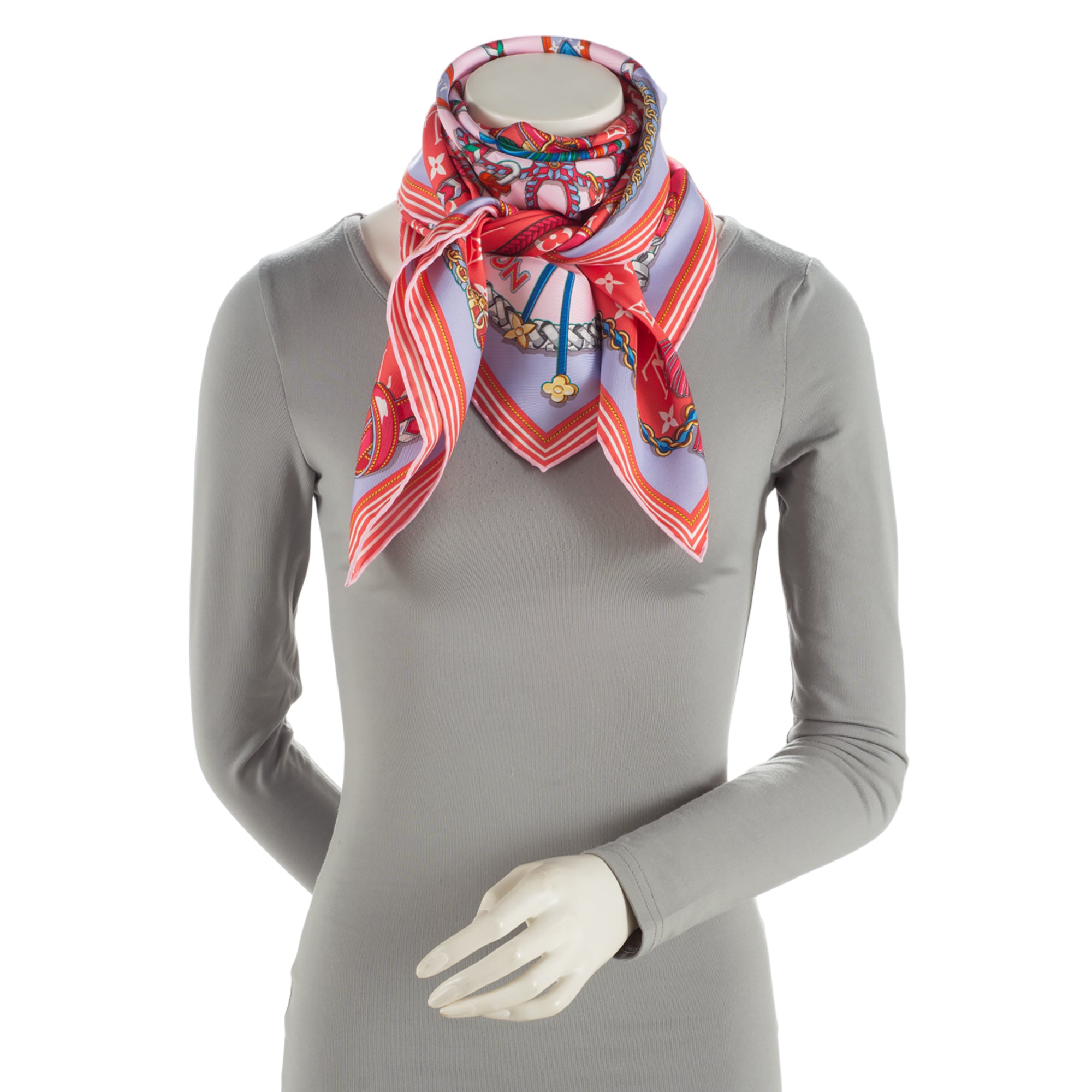 Louis Vuitton Silk Mix and Straps 90cm Scarf (SHF-ZPf0K7)