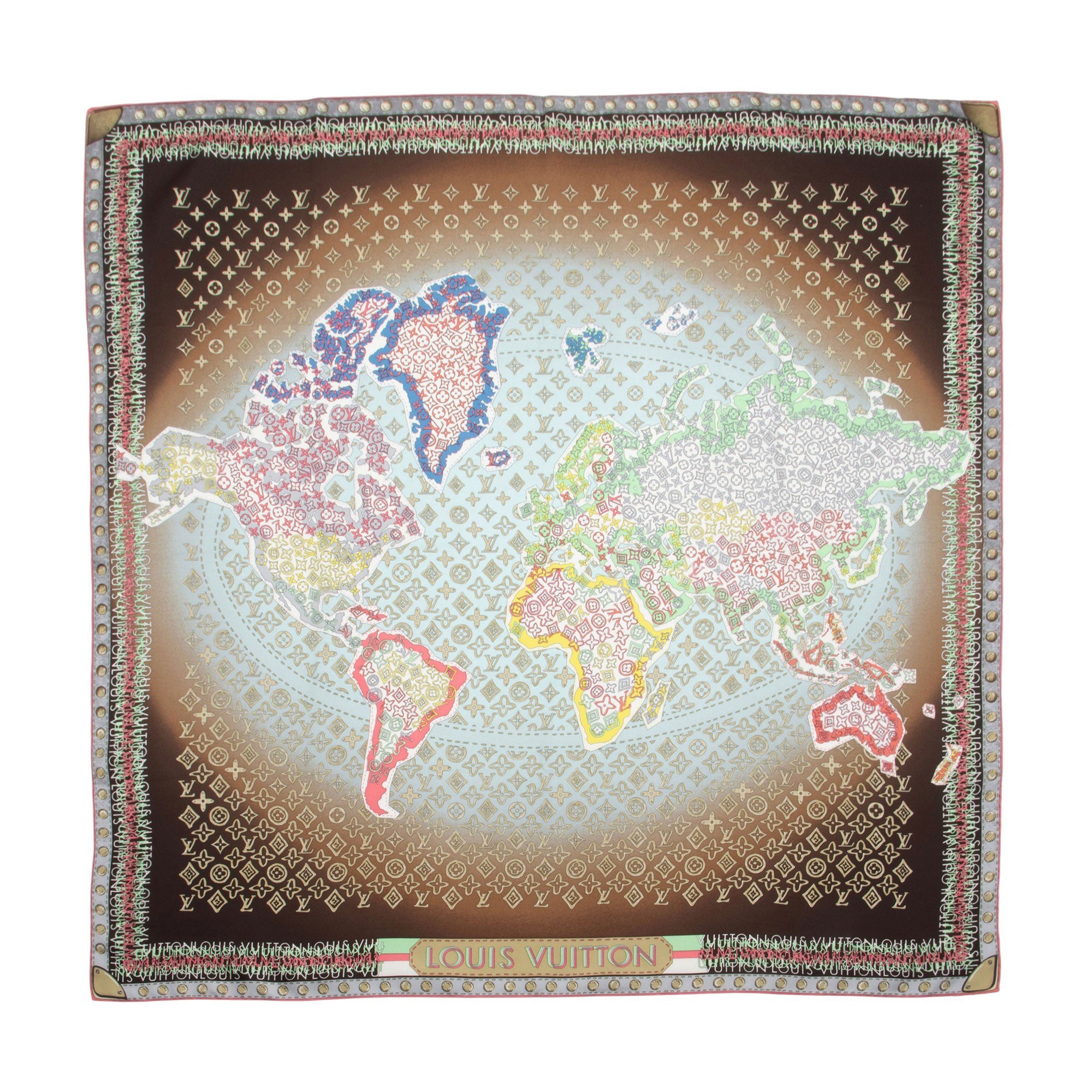 Louis Vuitton Silk Monogram Map 90cm Scarf