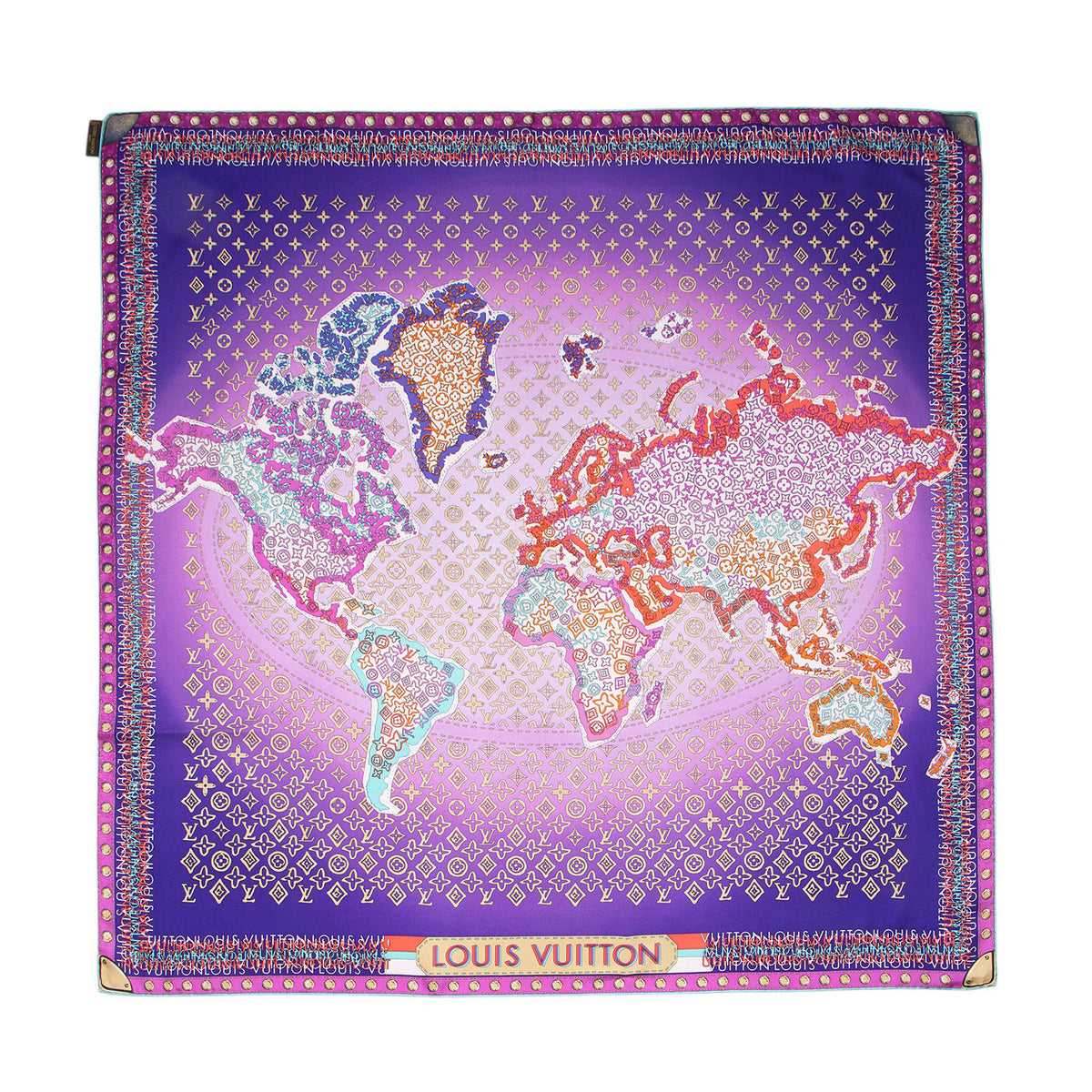 Louis Vuitton Silk Monogram Map 90cm Scarf