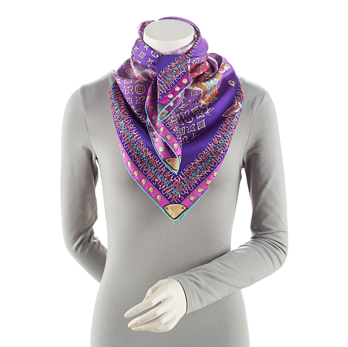 Louis Vuitton Silk Monogram Map 90cm Scarf
