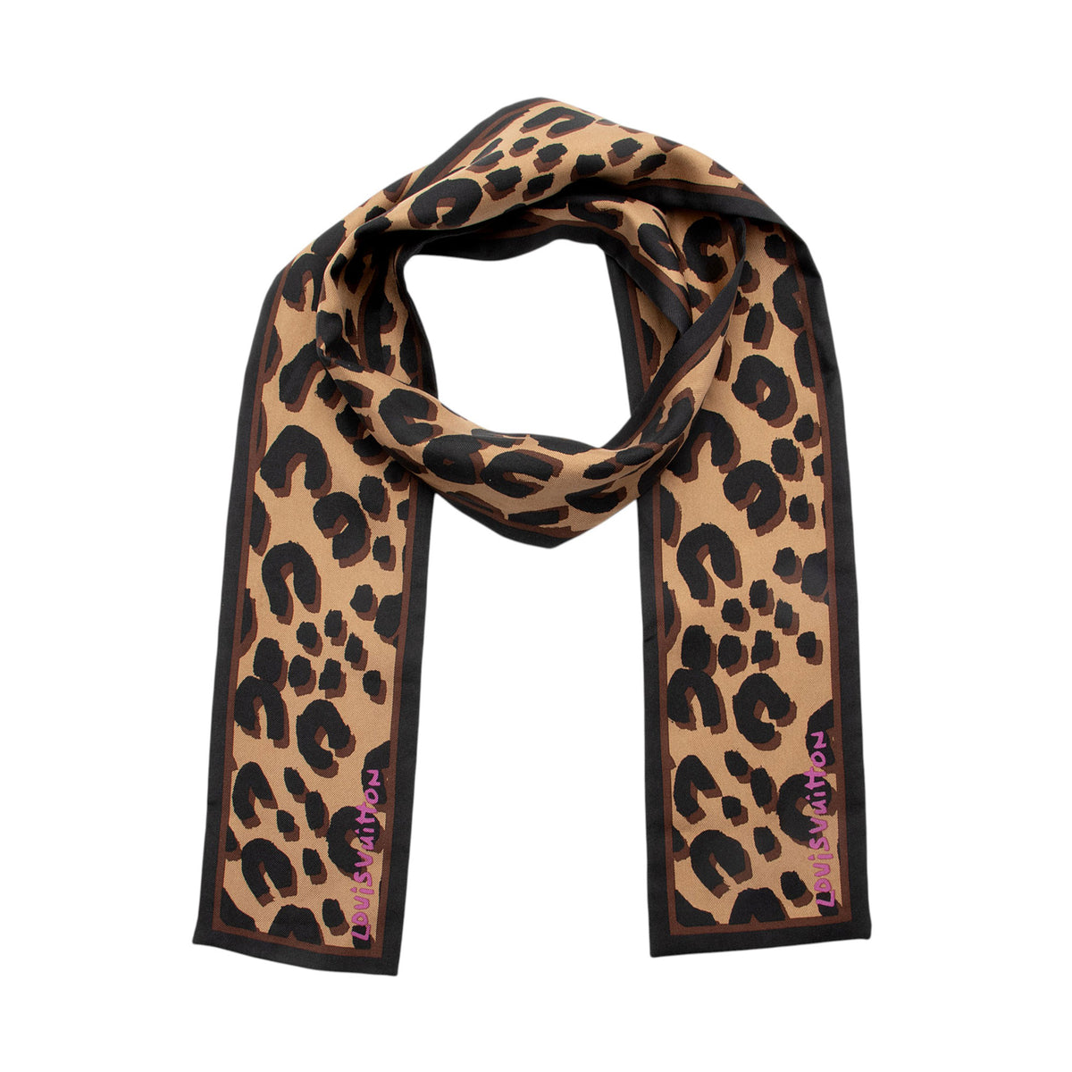 Louis Vuitton Silk Stephen Sprouse Monogram Leopard Bandeau Scarf