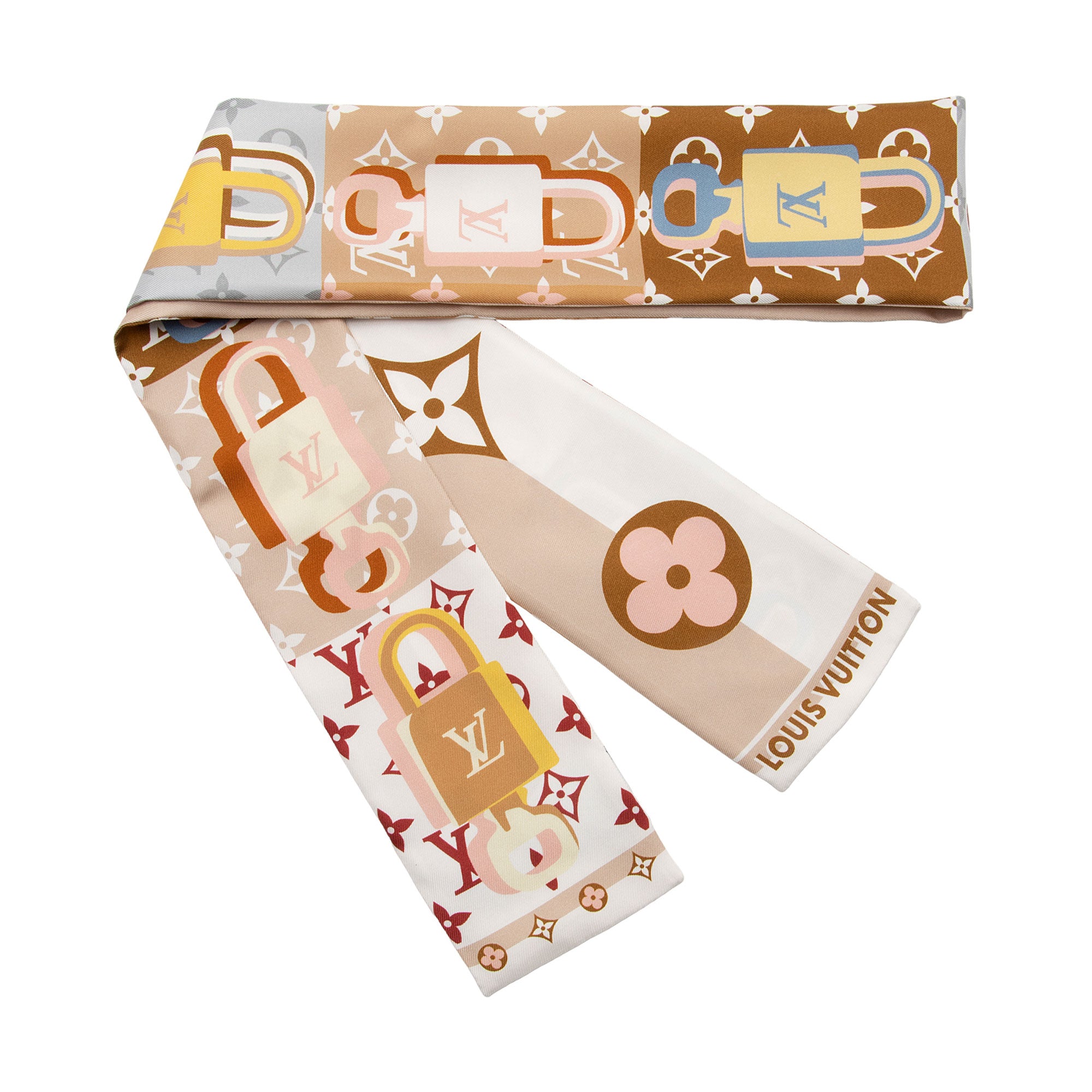 Louis Vuitton Silk Unlocked Monogram Bandeau Scarf (SHF-OSpG5y)