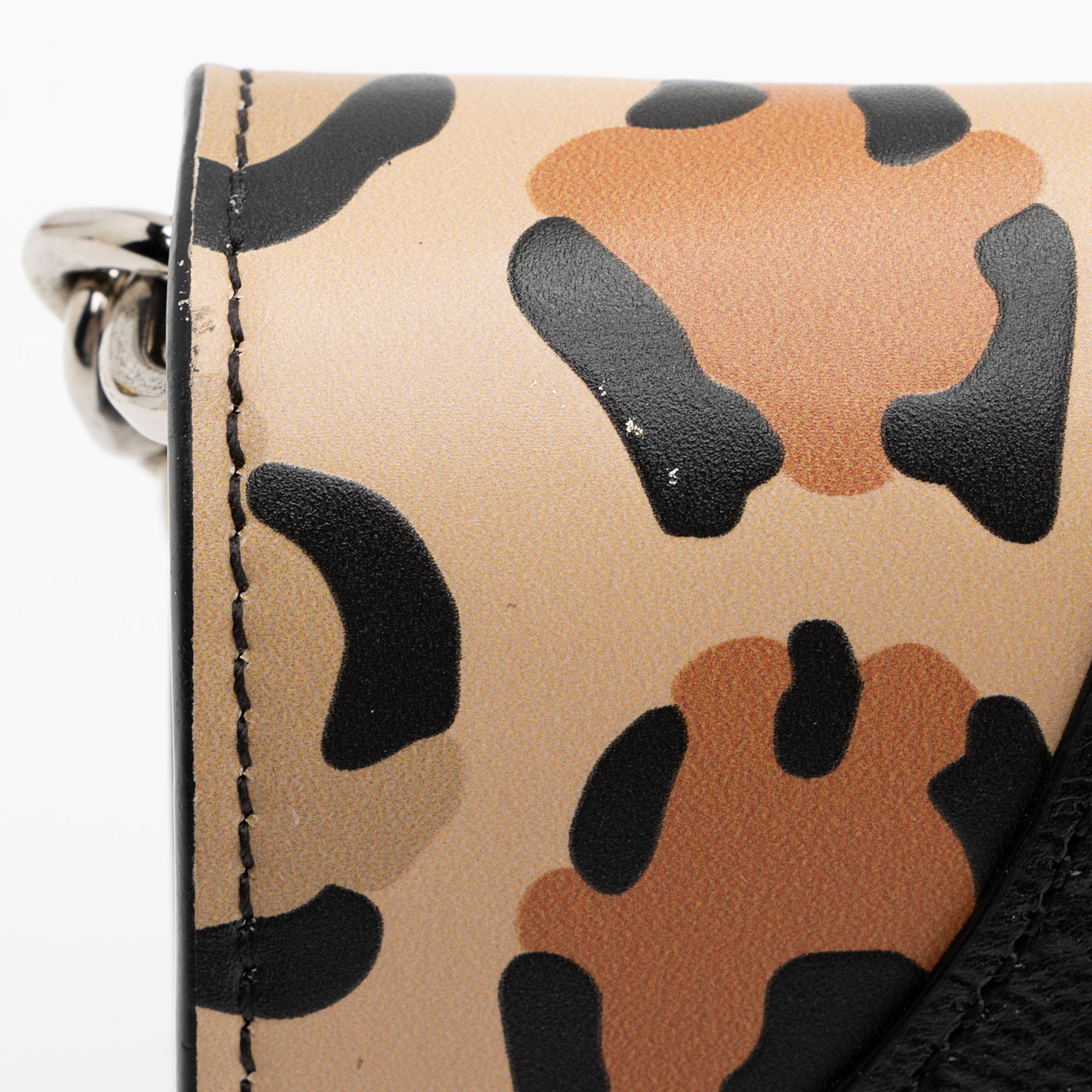 Louis Vuitton Suede Calfskin Wild Leopard Print Twist Chain Wallet (SHF-640zA2)