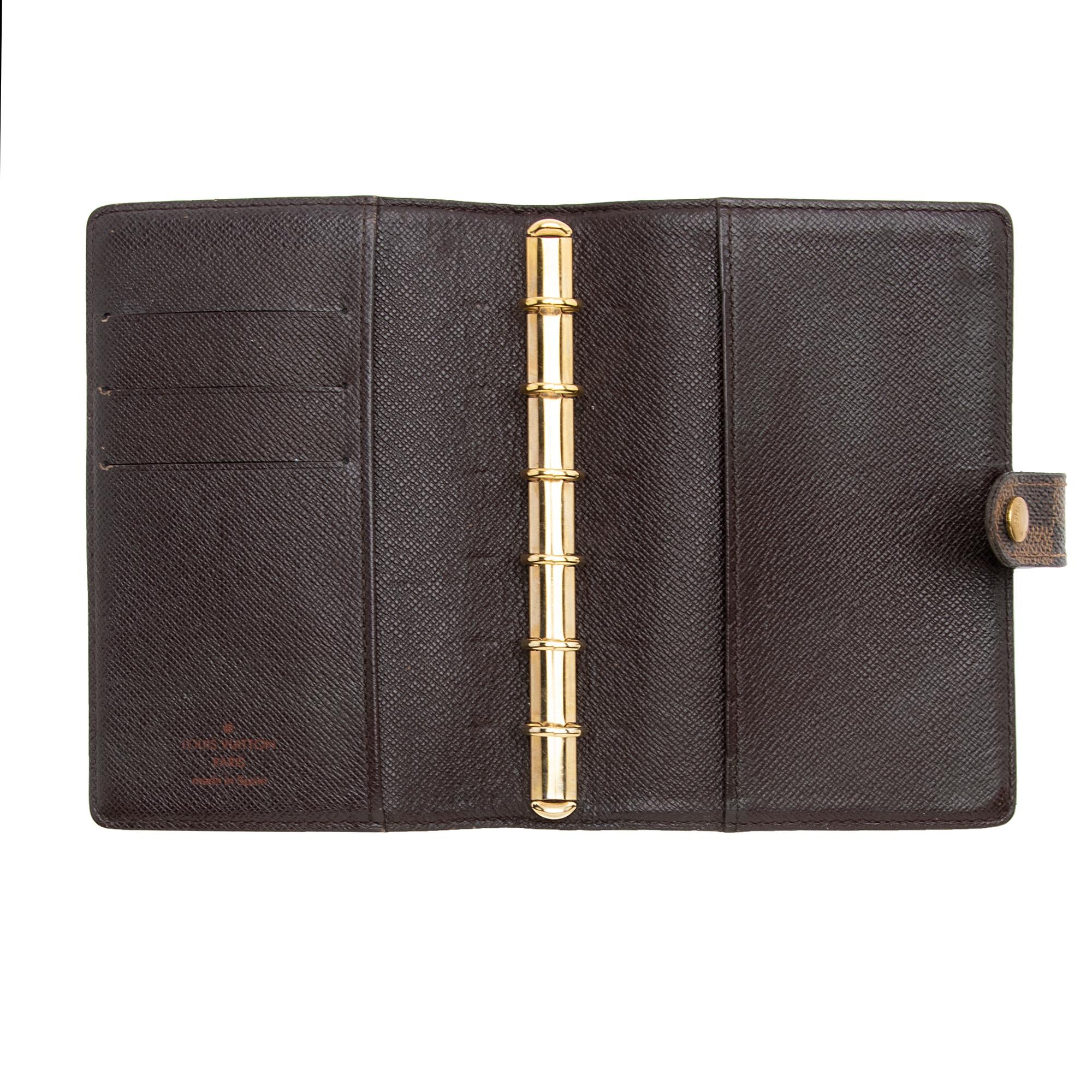 Louis Vuitton Vintage Damier Ebene Small Ring Agenda Cover (SHF-23586)