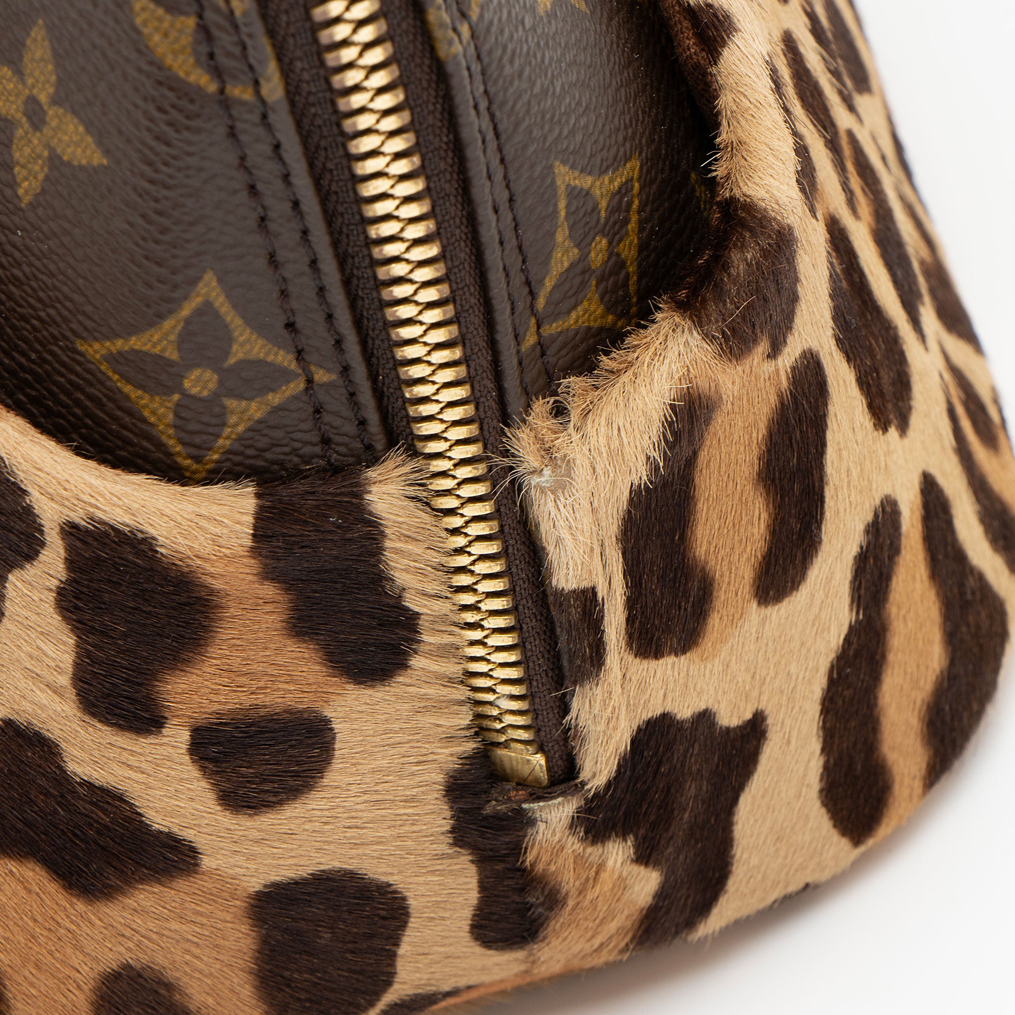 Louis Vuitton Vintage Limited Edition Monogram Canvas Leopard Pony Hair Alaia Alma Satchel (SHF-vCxD54)