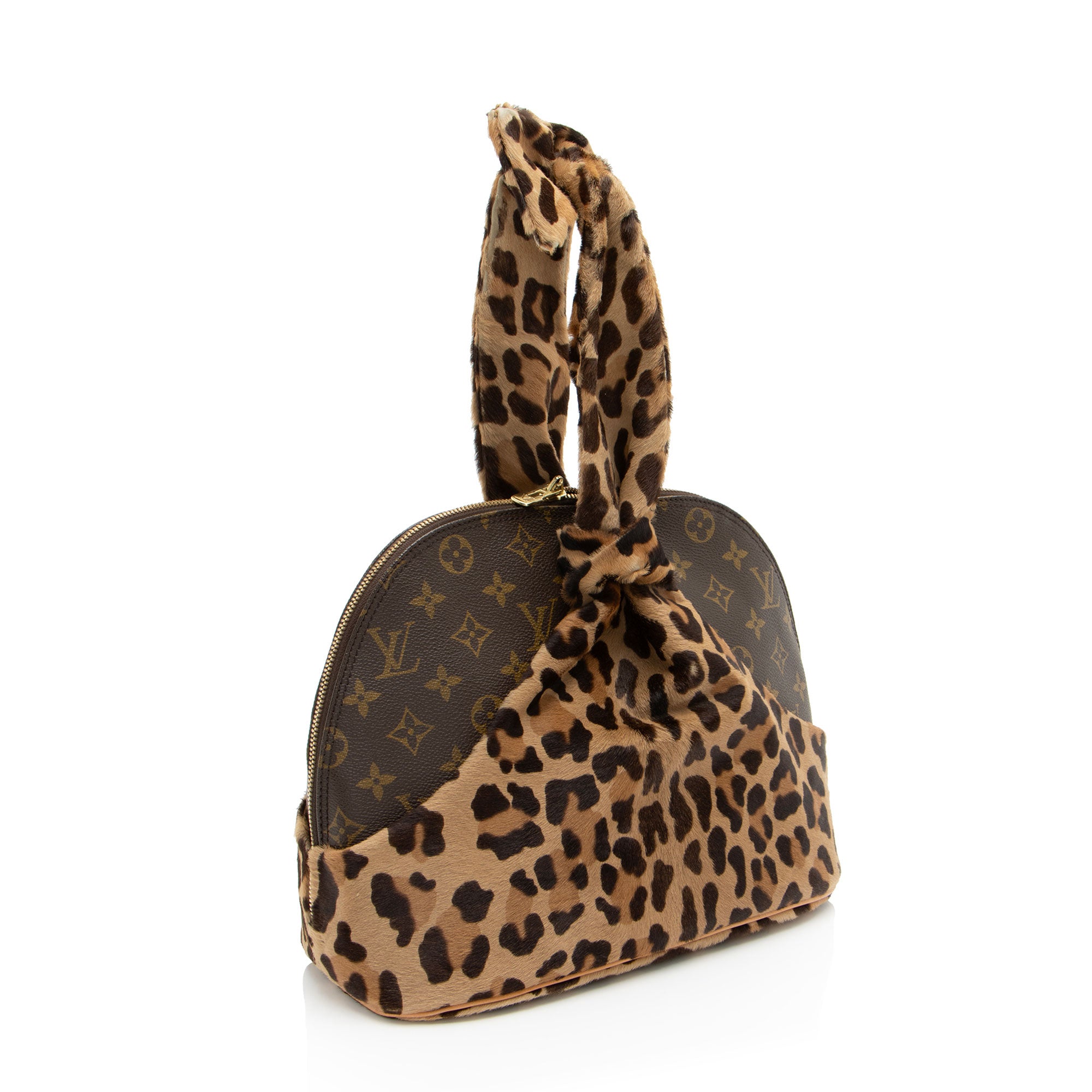 Louis Vuitton Vintage Limited Edition Monogram Canvas Leopard Pony Hair Alaia Alma Satchel (SHF-vCxD54)