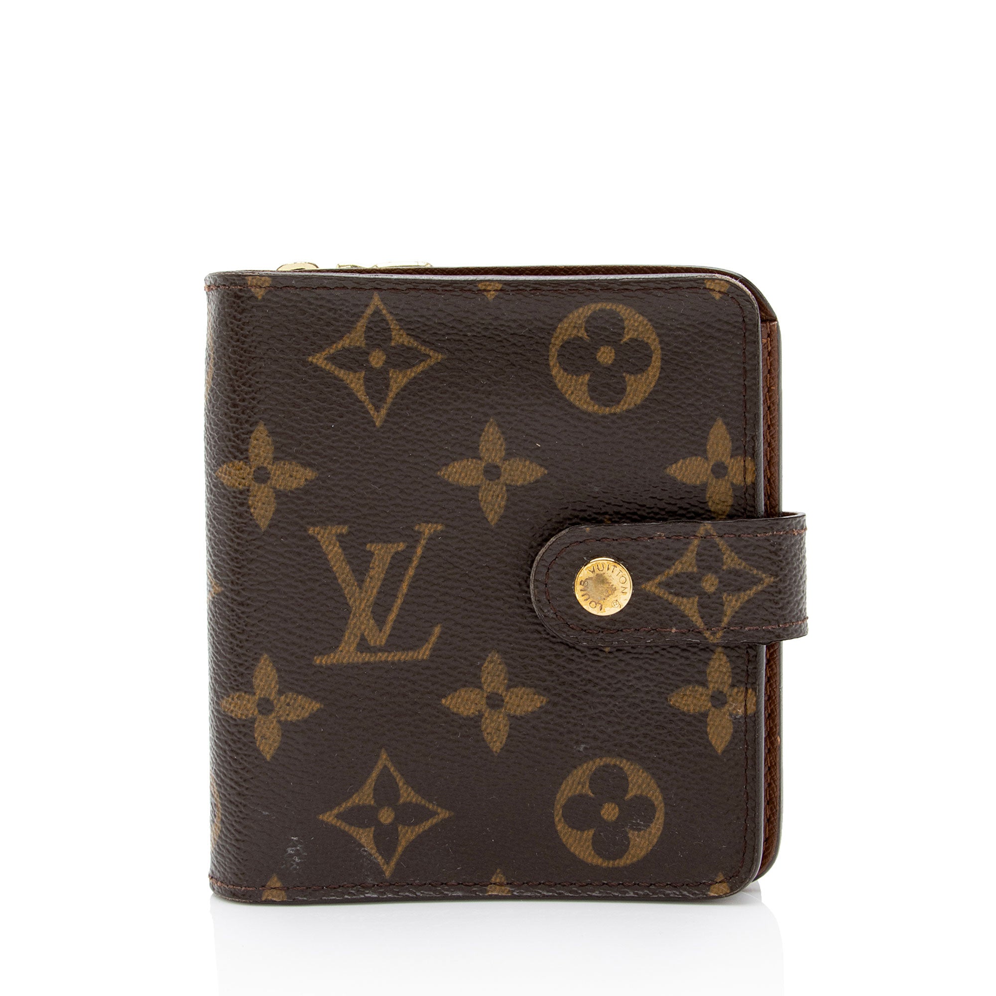 Louis Vuitton Vintage Monogram Canvas Zipped Compact Wallet (SHF-l3w9oX)