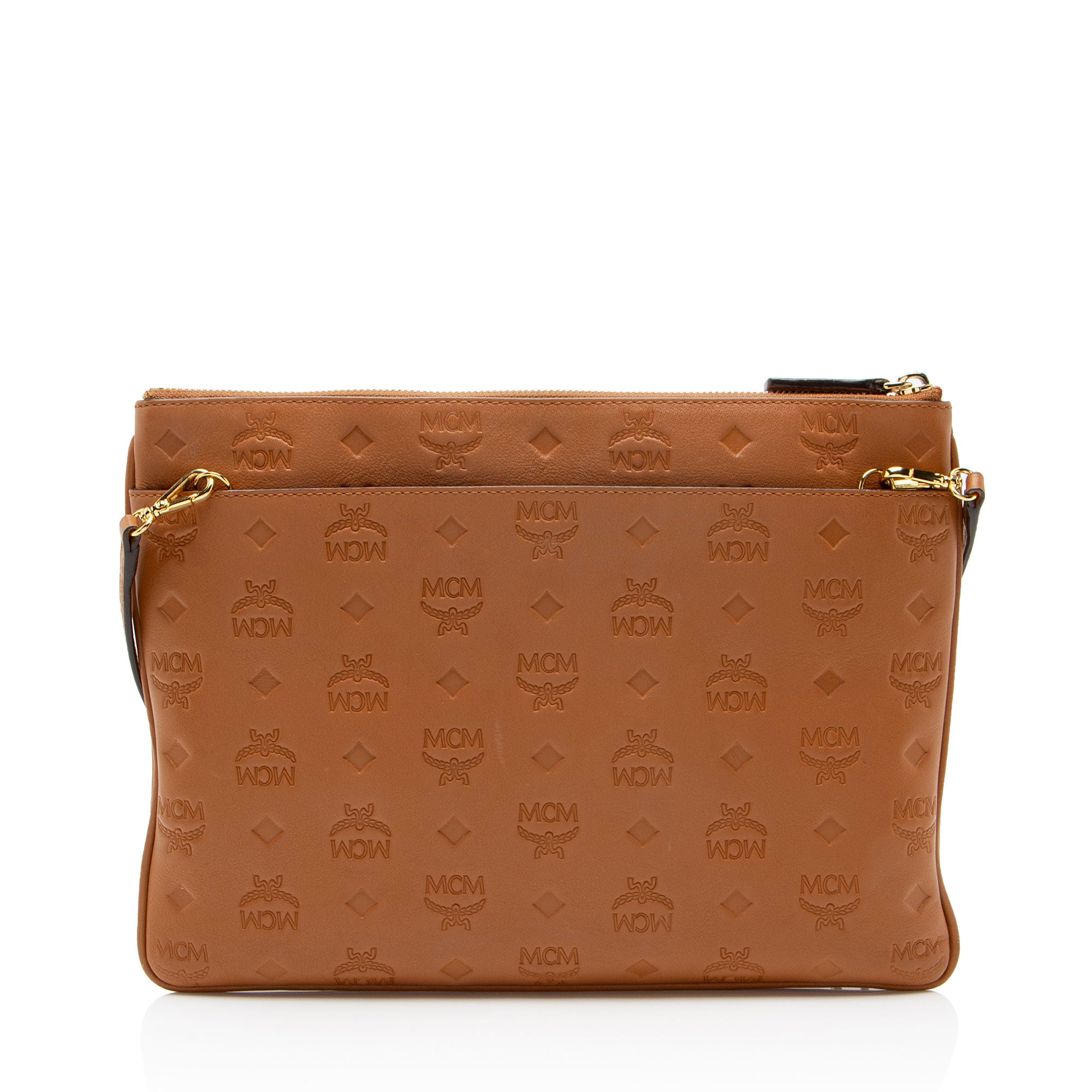MCM Embossed Leather Aren Medium Crossbody