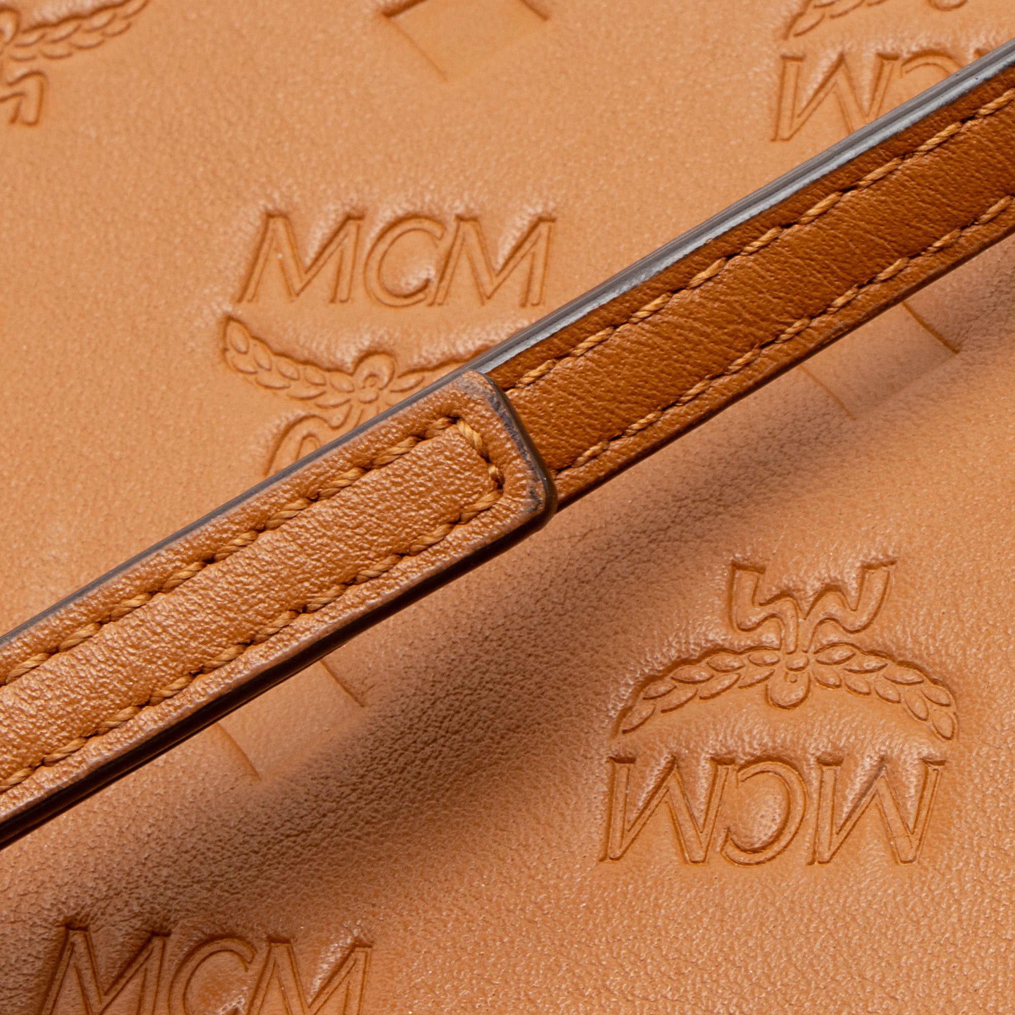 MCM Embossed Leather Aren Medium Crossbody