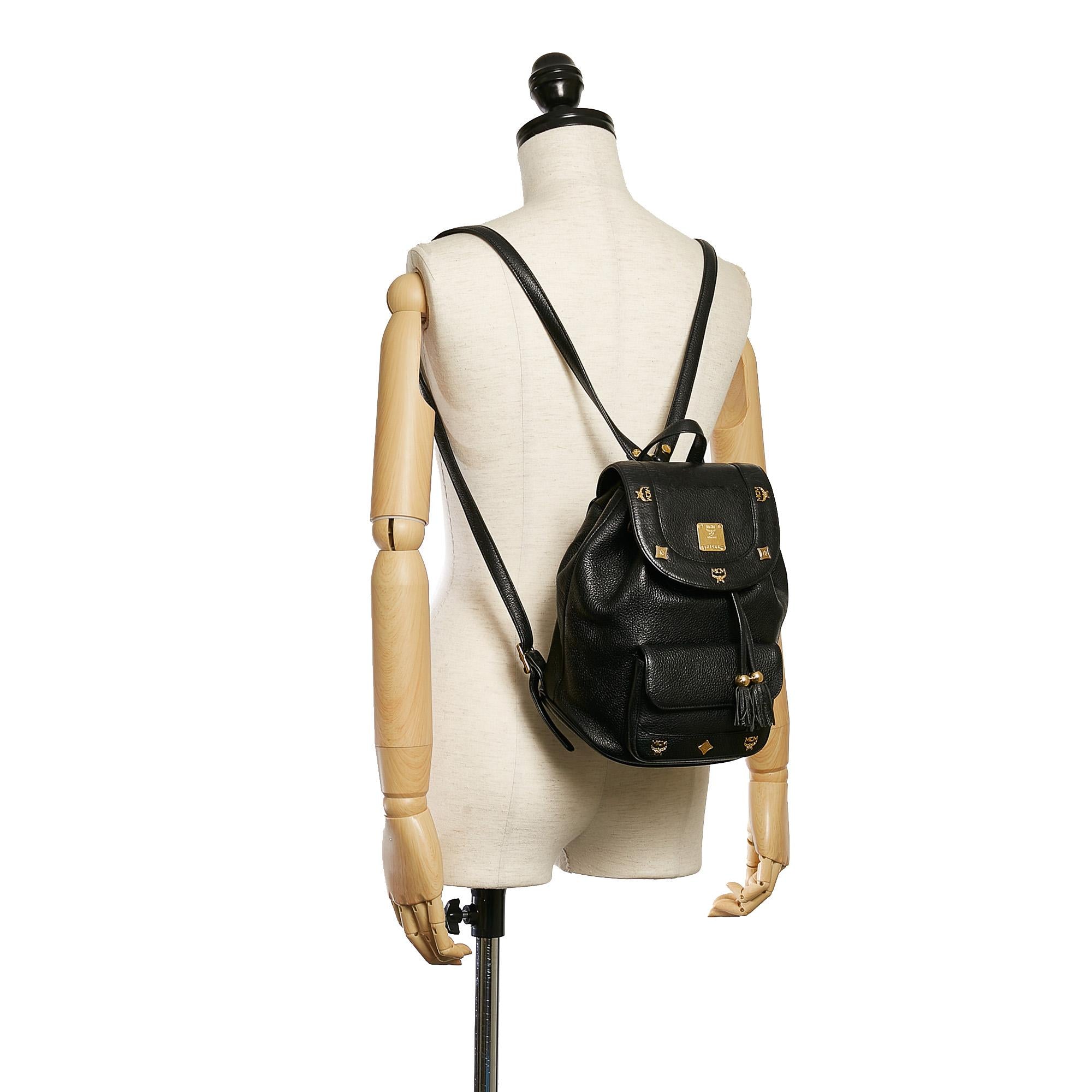 MCM Leather Drawstring Backpack (SHG-09LlGm)
