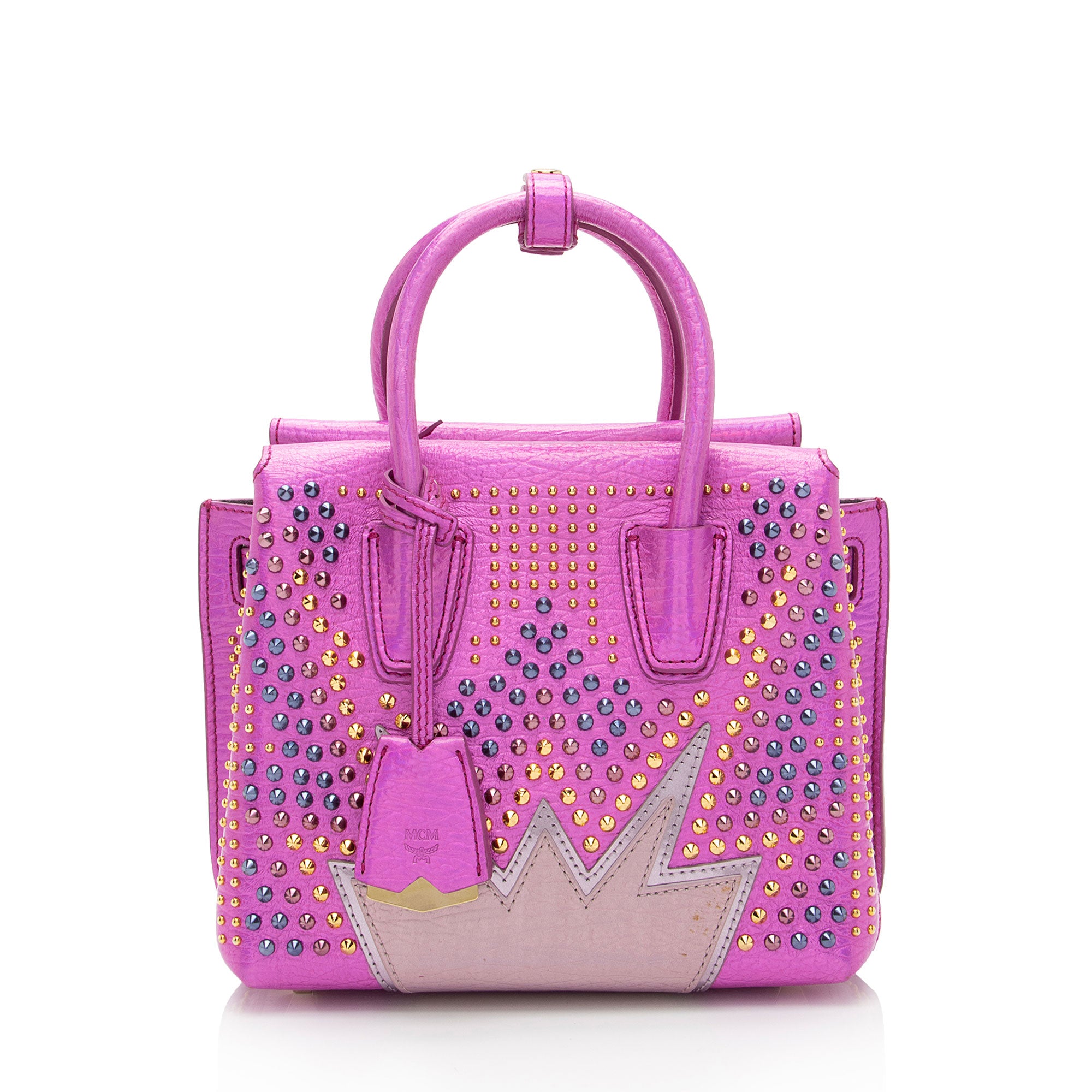 MCM Metallic Leather Cyber Studs Milla Mini Tote