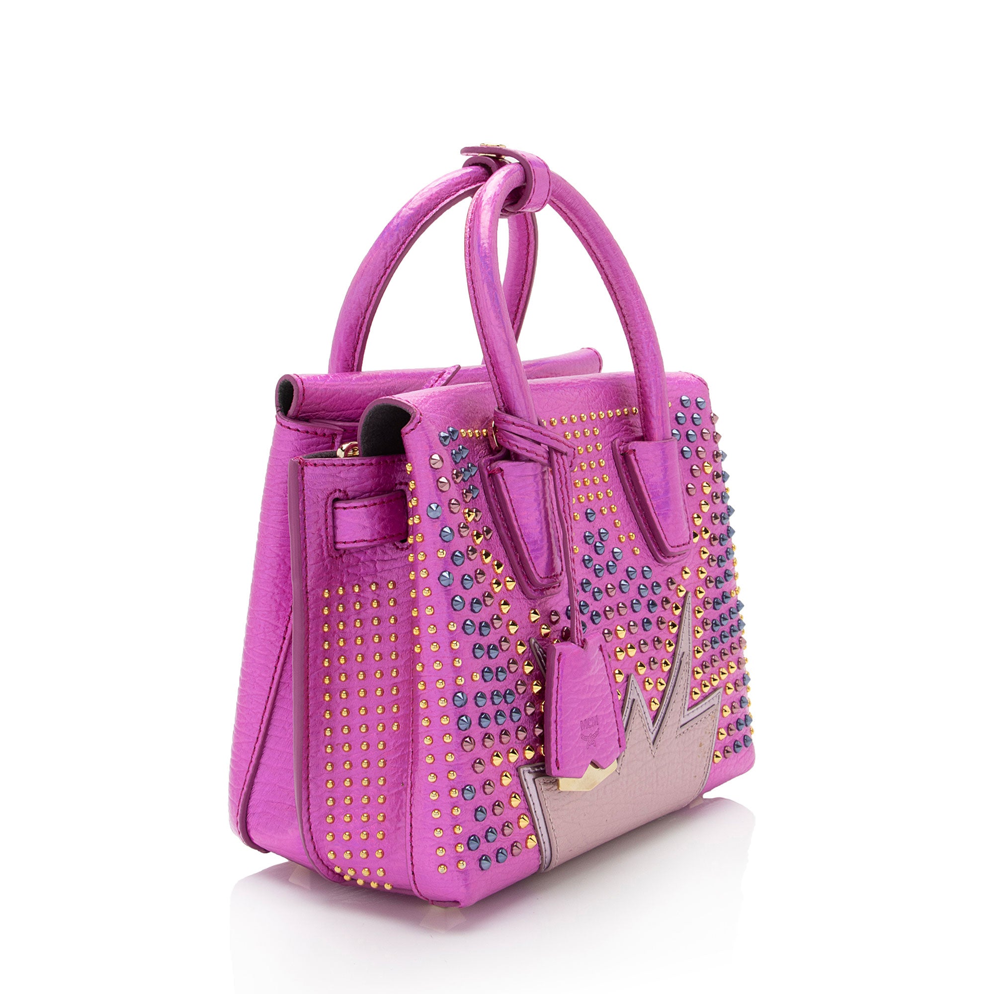 MCM Metallic Leather Cyber Studs Milla Mini Tote