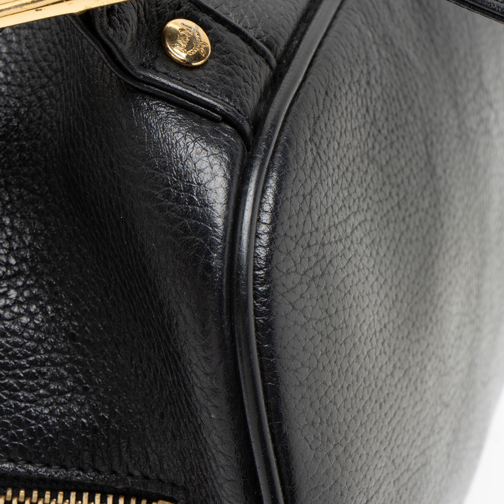 MCM Vintage Leather Logo Charms Drawstring Backpack