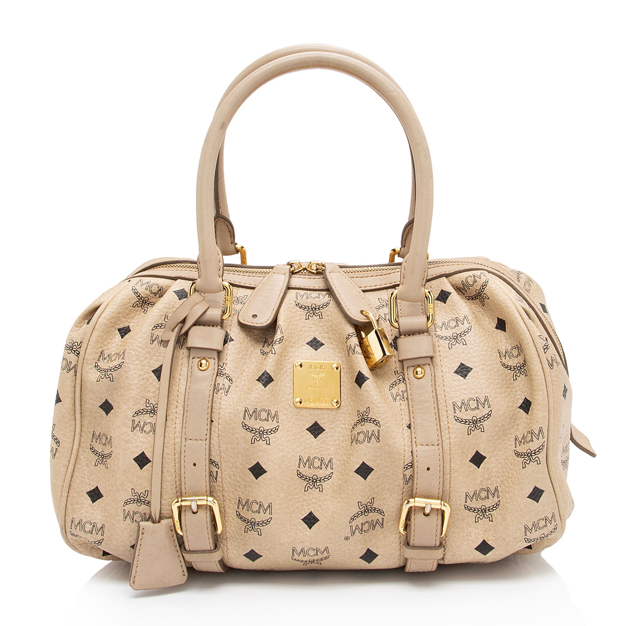 MCM Vintage Visetos Buckled Boston Bag (SHF-1mstCB)