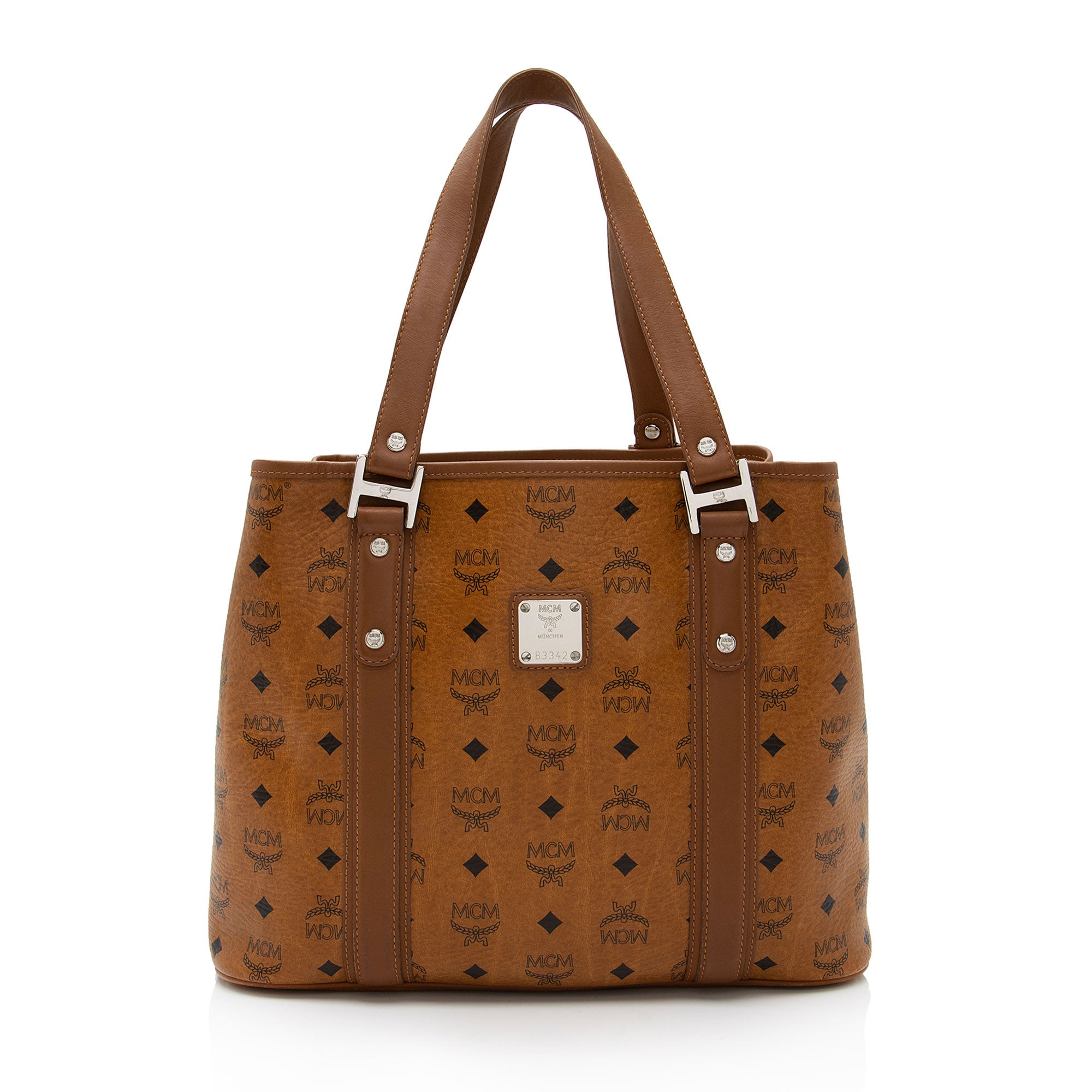 Mcm Visetos Vintage Medium MCM Cognac/Black Visetos Leather Top