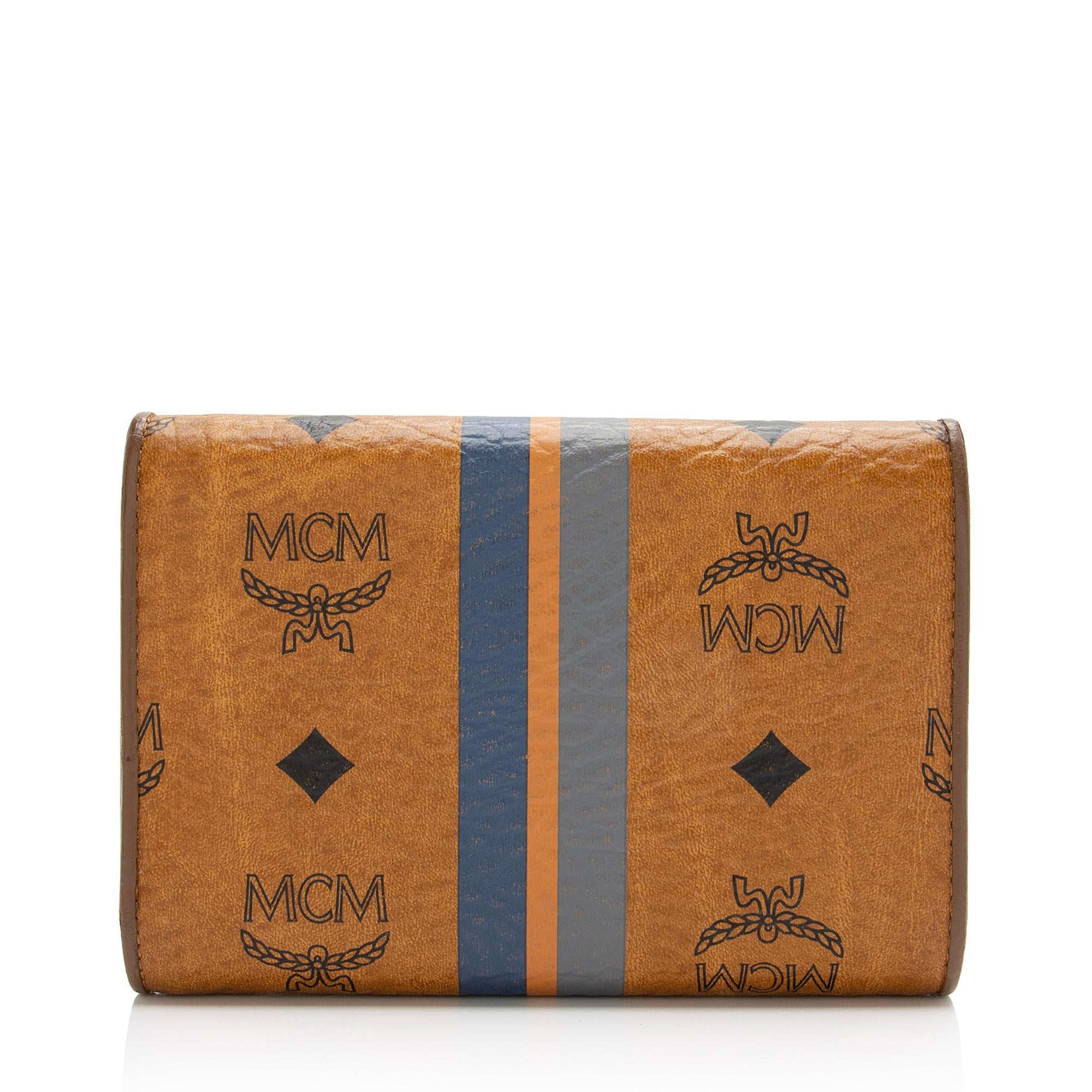 MCM Vintage Visetos Stripe Tri-Fold Wallet (SHF-23118)