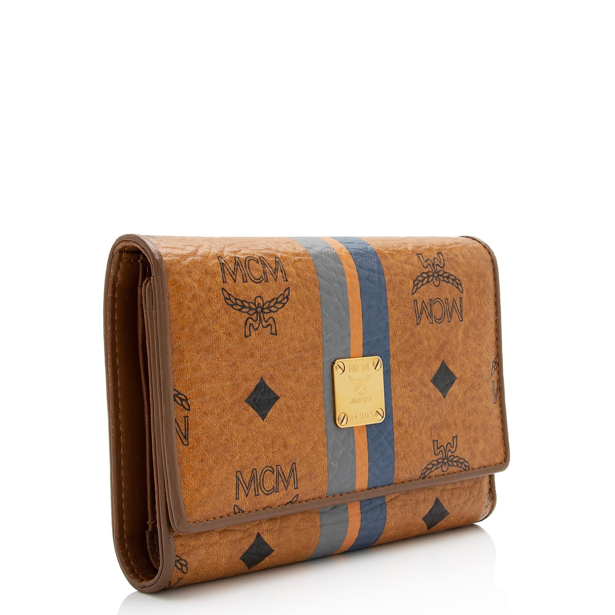 MCM Vintage Visetos Stripe Tri-Fold Wallet (SHF-23118)